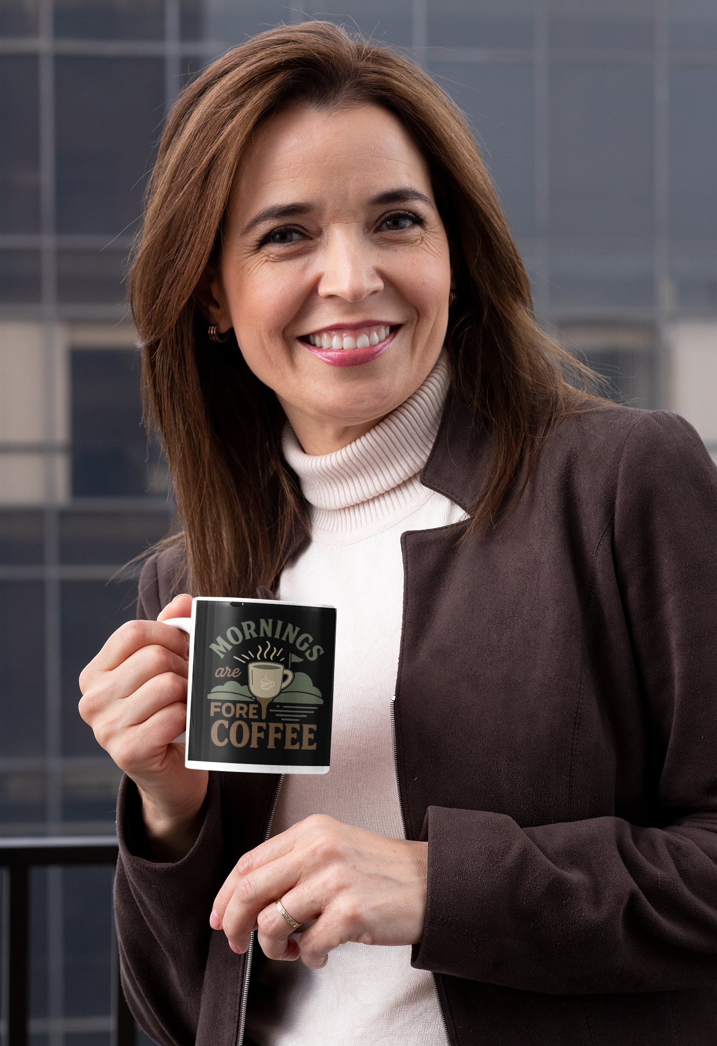 Funny morning routine mug for golf lovers and caffeine fans