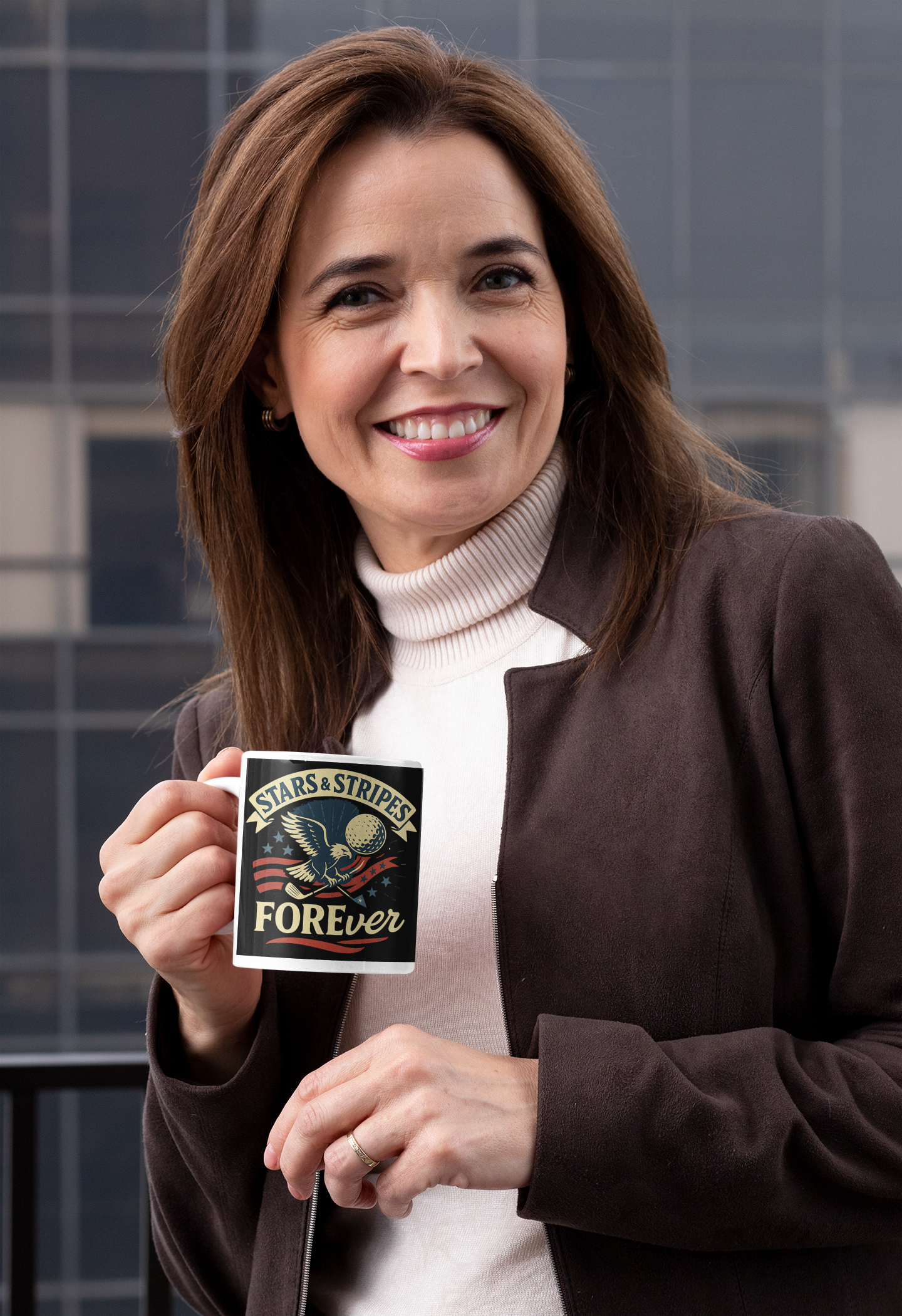 American-style golf mug with stars and eagle illustration