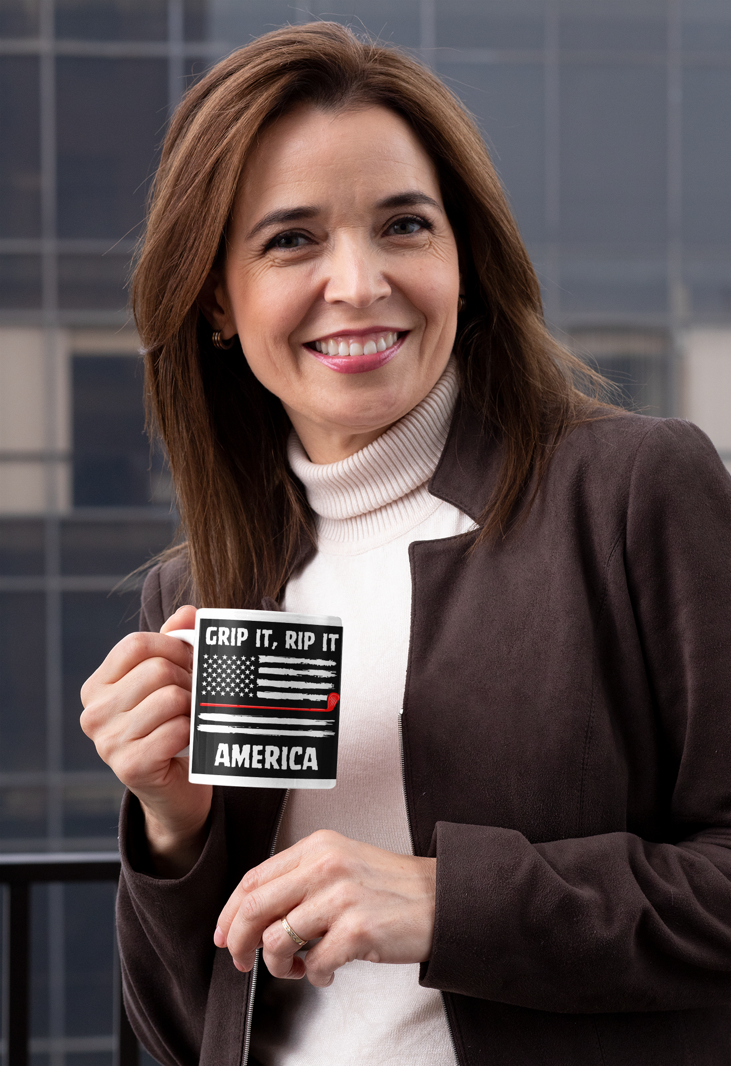 Morning coffee mug for golfers who love long drives and liberty