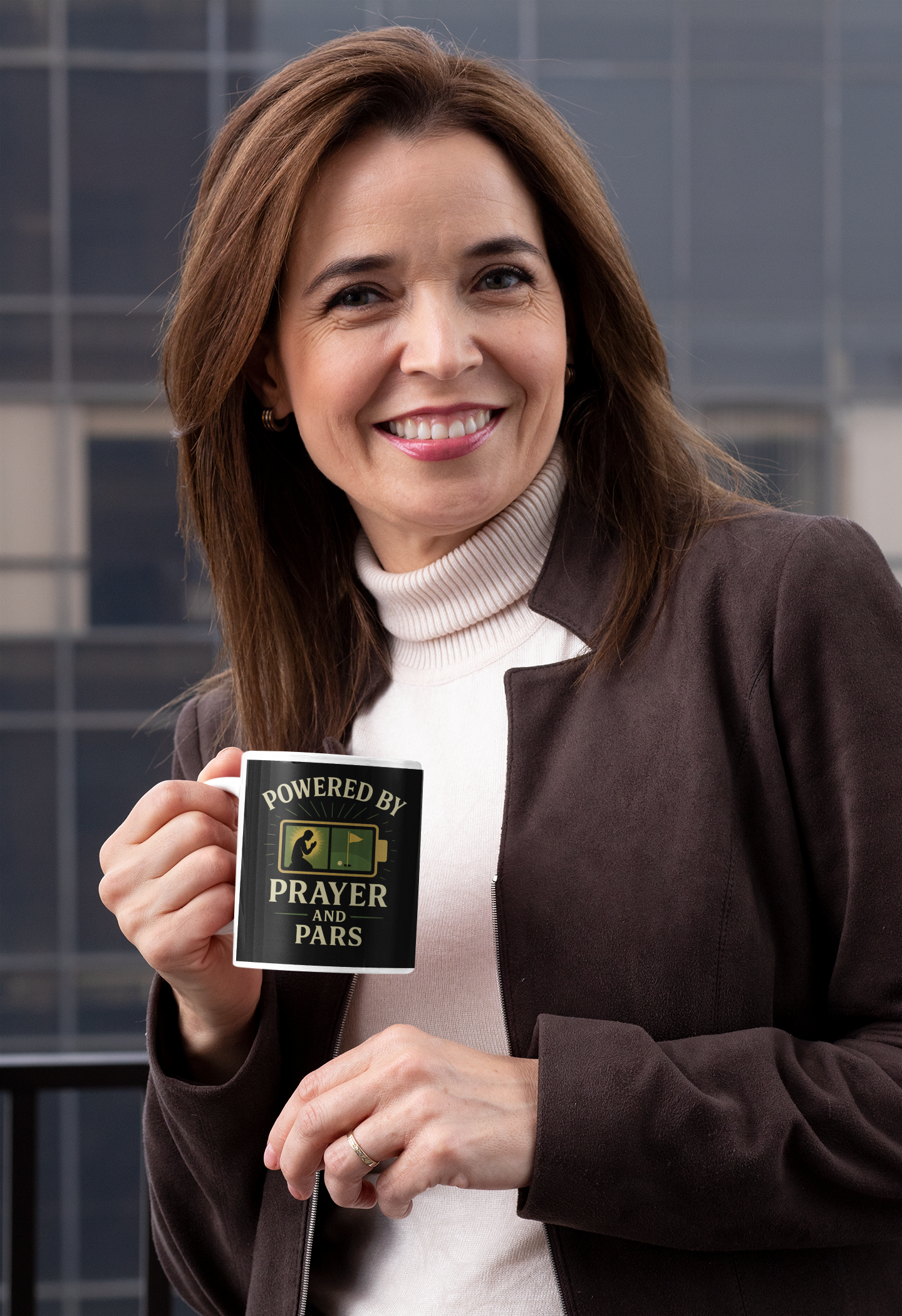 Golf and Christian message mug featuring patriotic details