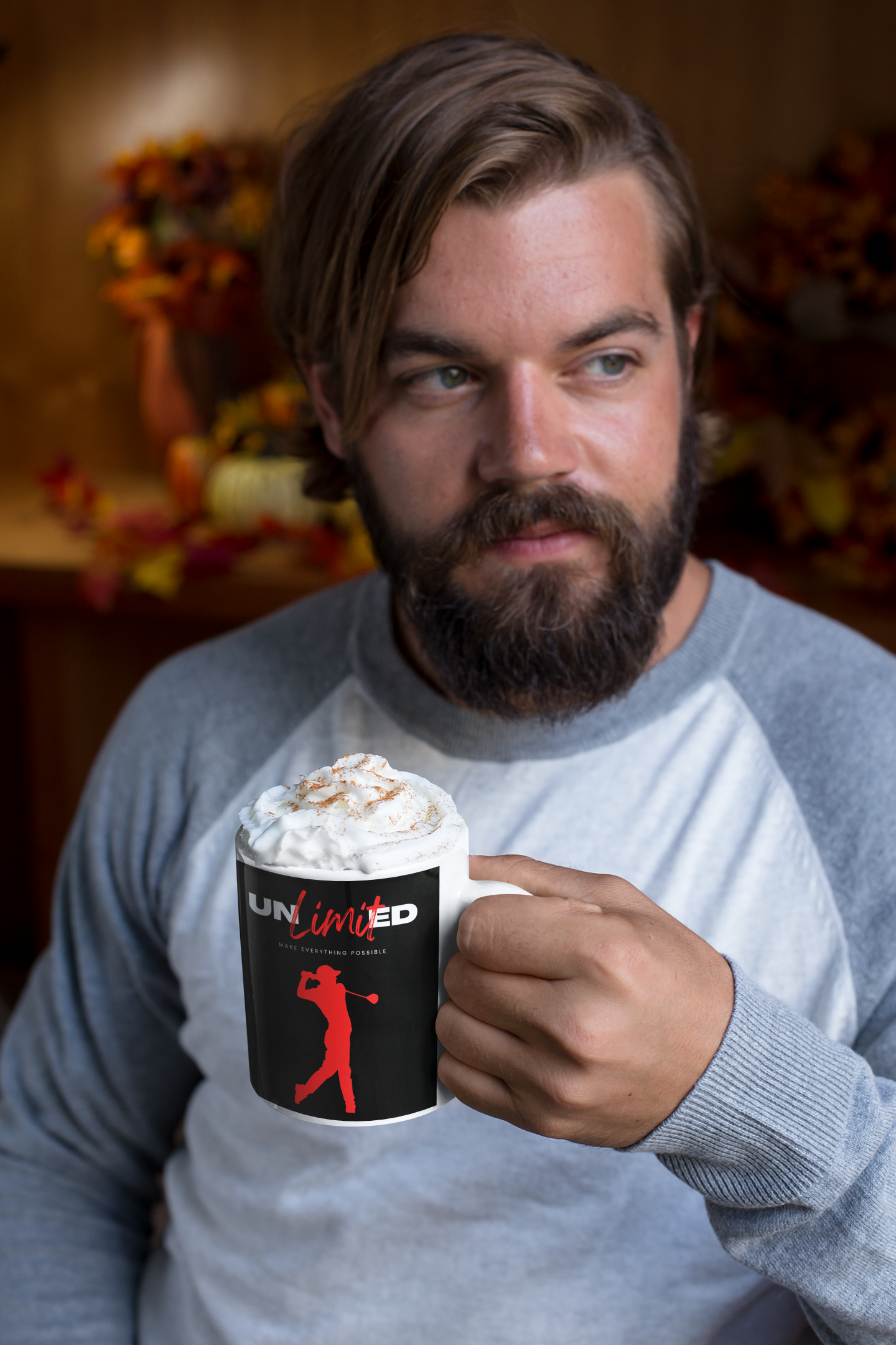 UNLimited golfer print on glossy mug with inspirational message