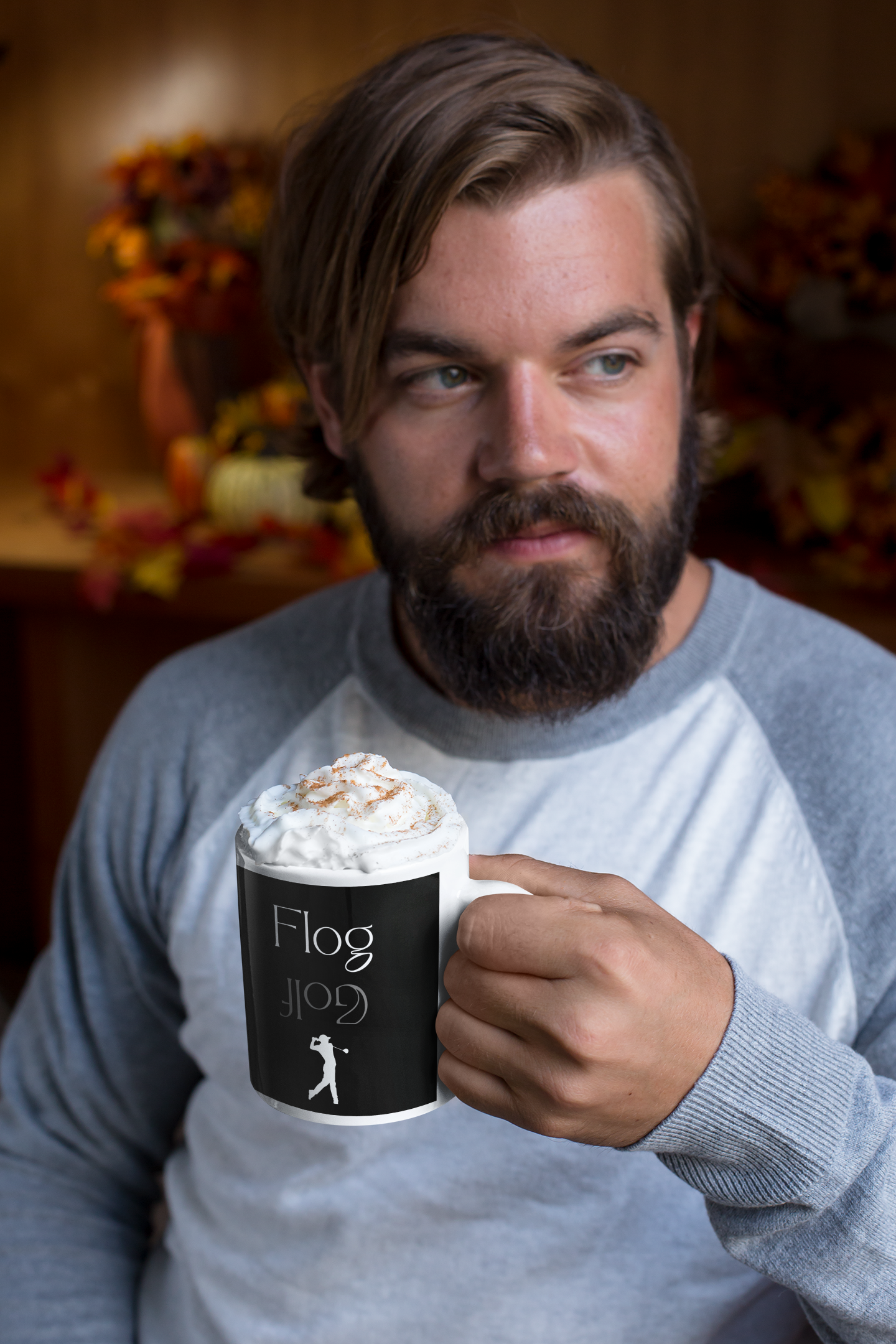 funny reverse text mug for golfers