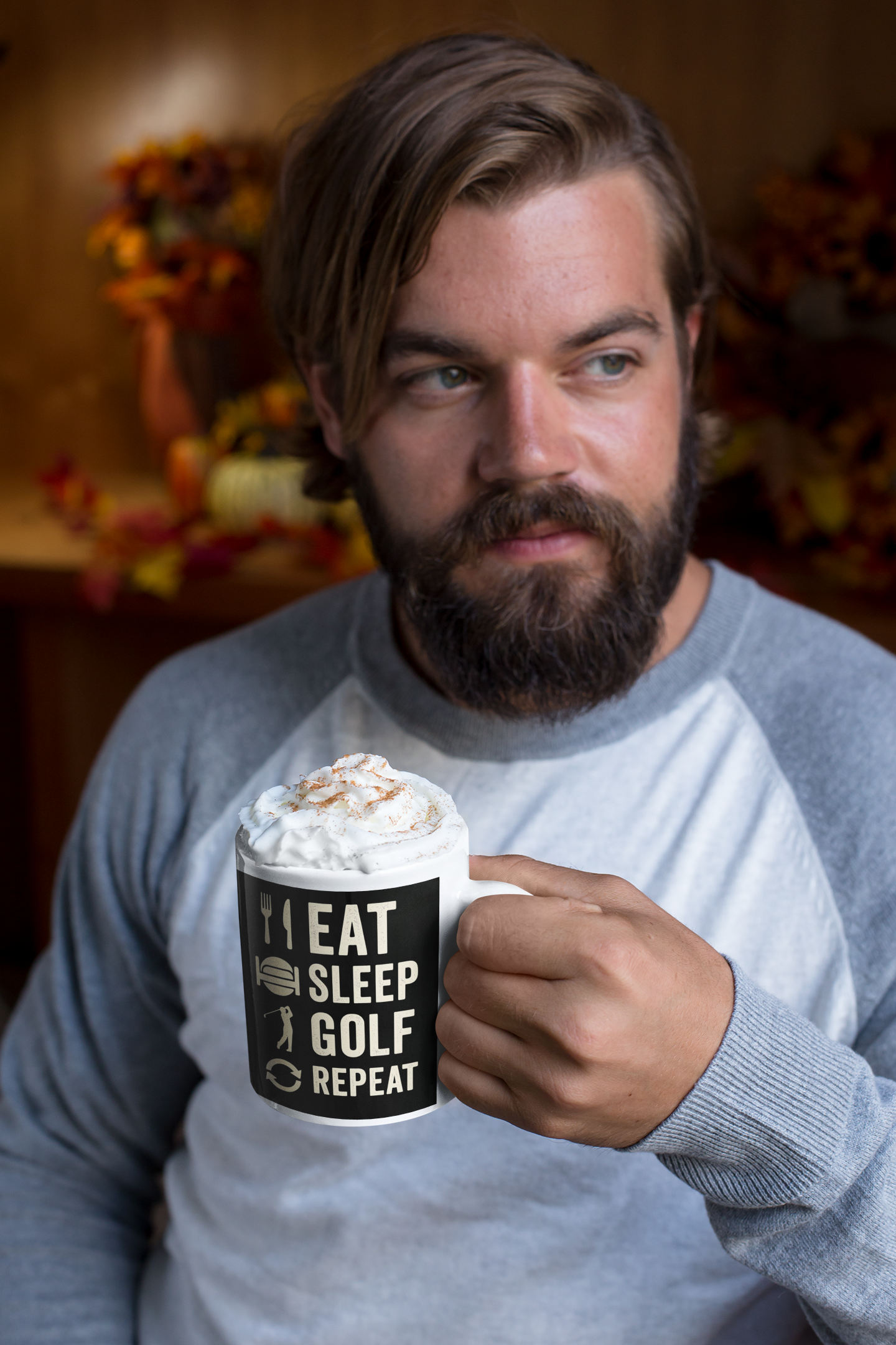 golf-themed drinkware featuring routine lifestyle message