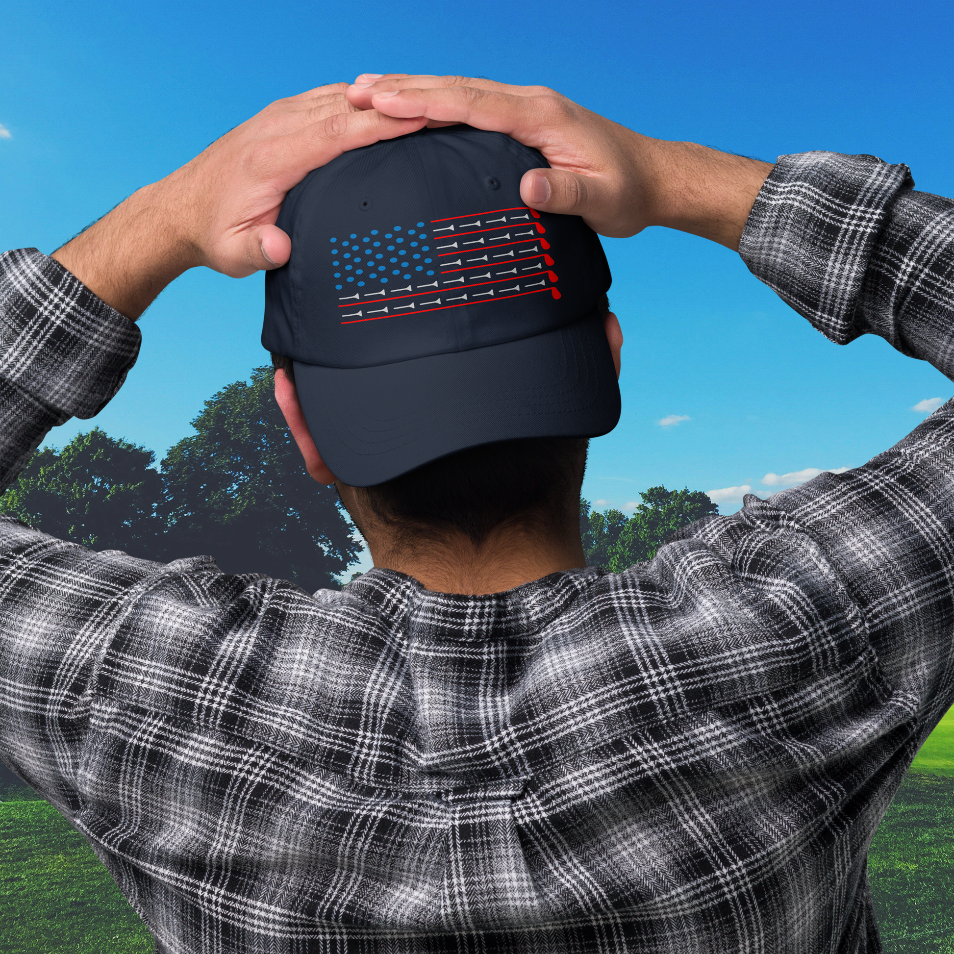 printed american flag golf club design hat