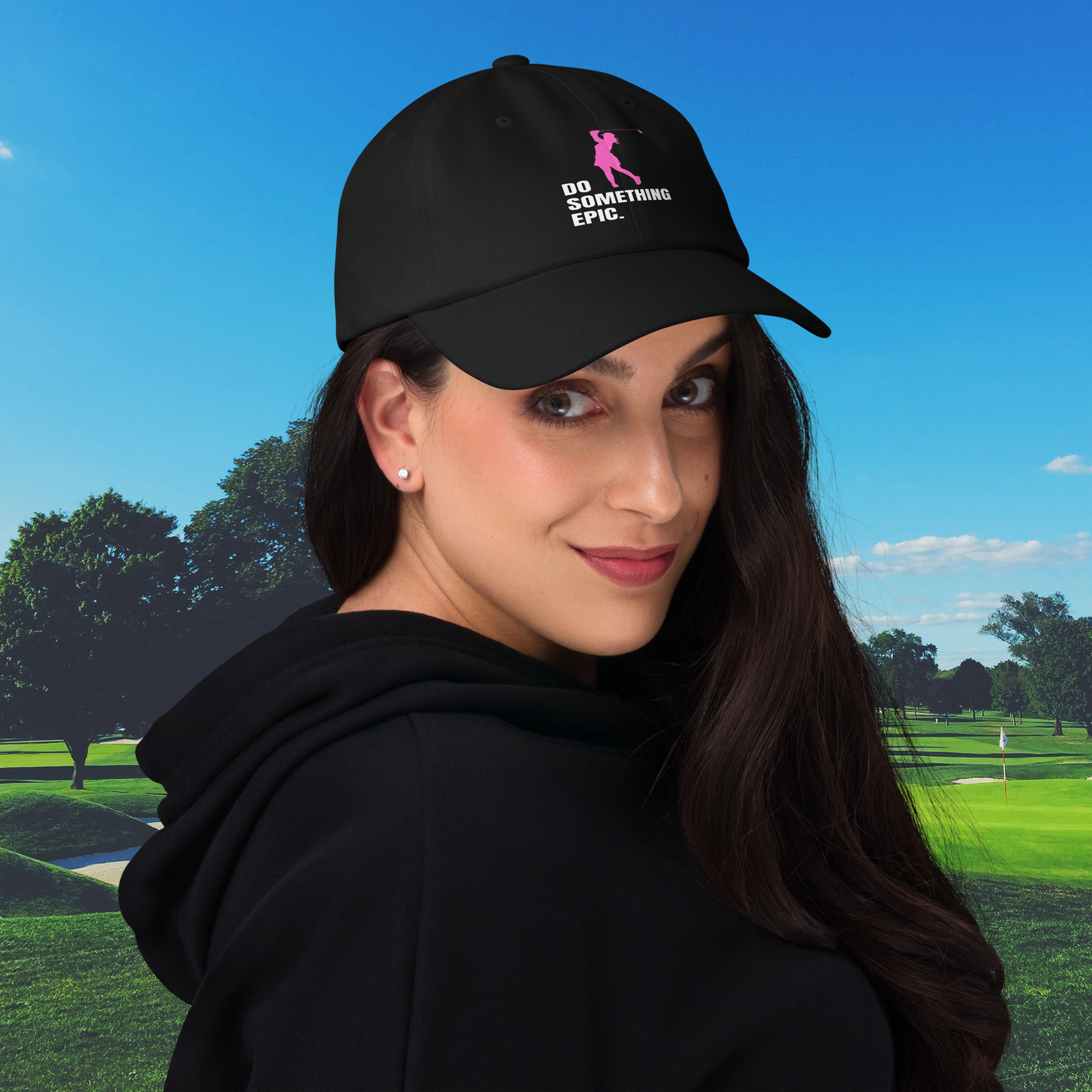 ladies golf hat with pink do something epic design