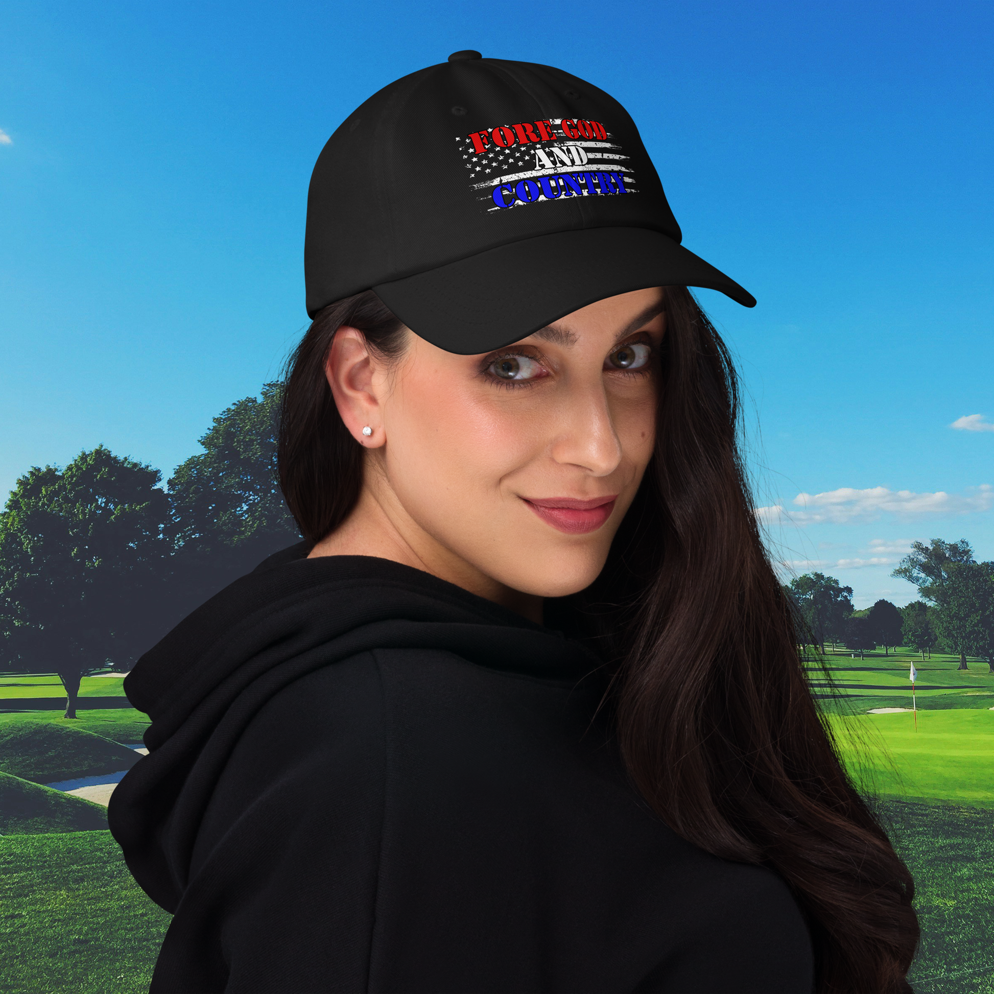 fore god and country patriotic golf hat