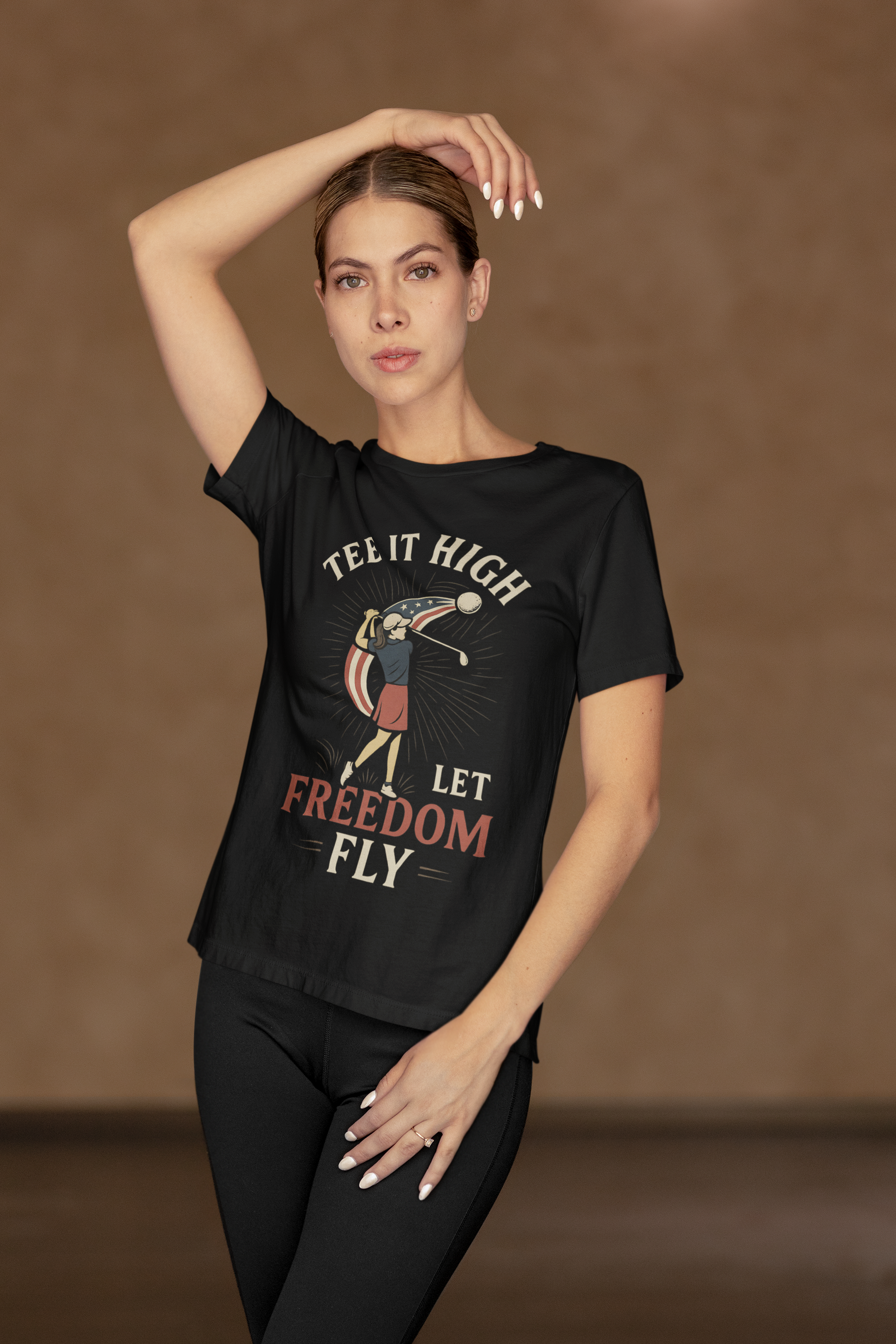Empowering female golfer graphic shirt