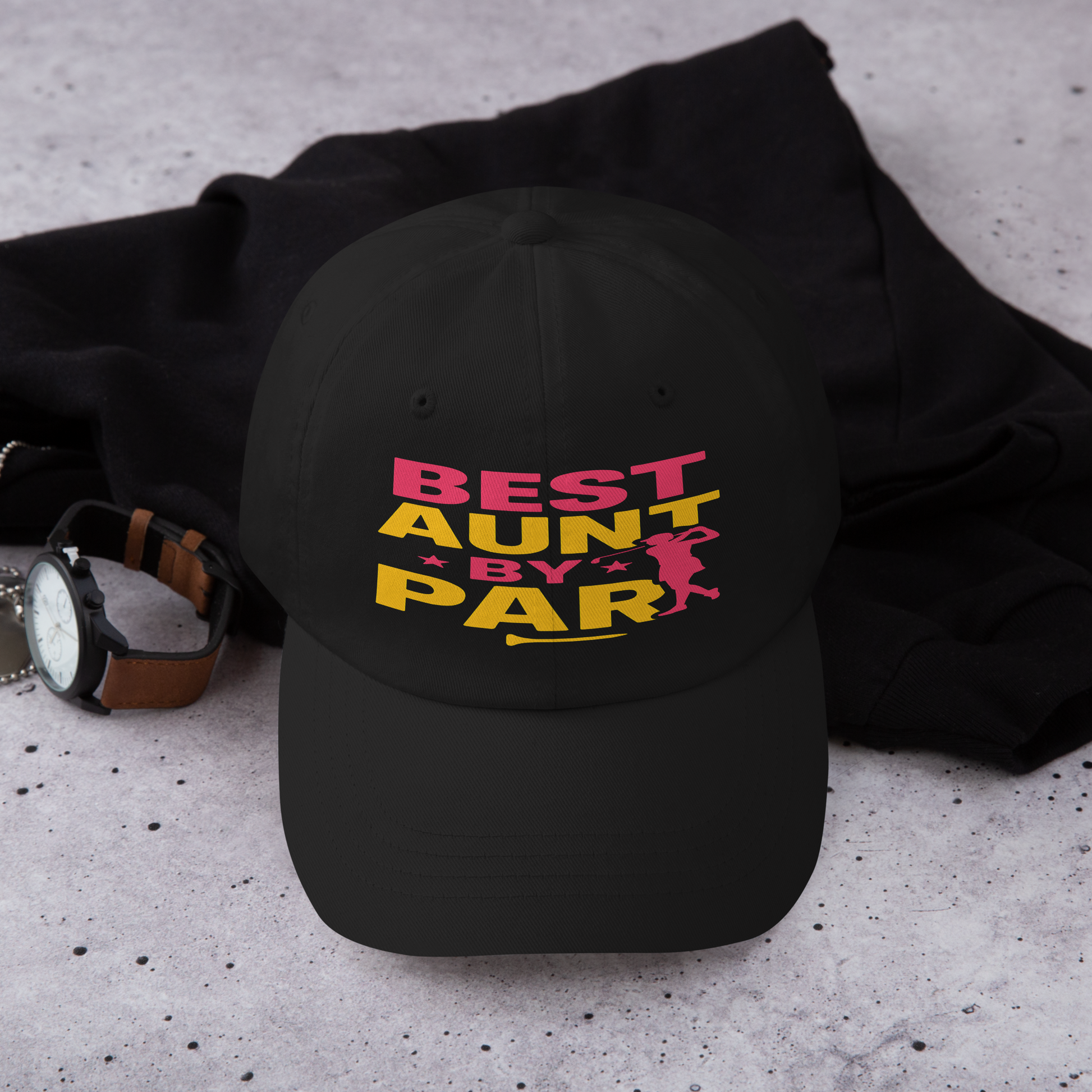 golf hat for aunts with fun golfer silhouette