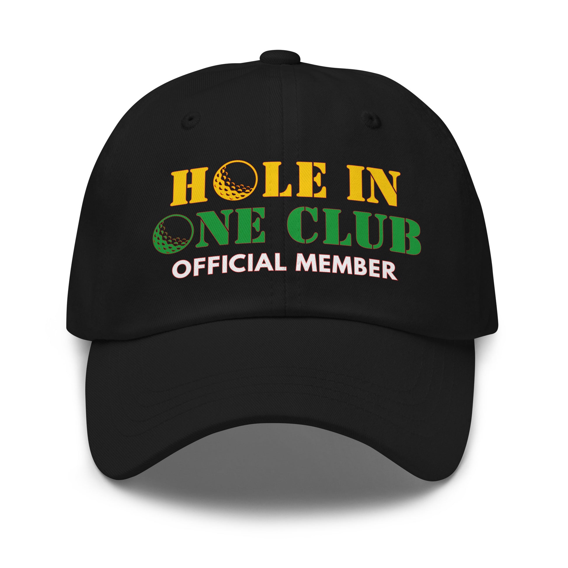 official hole in one club cap with bold printed text