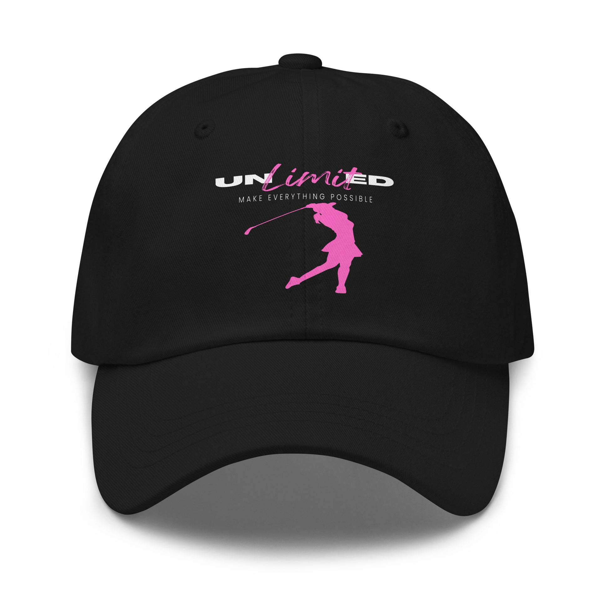 feminine silhouette pink design on ladies golf hat