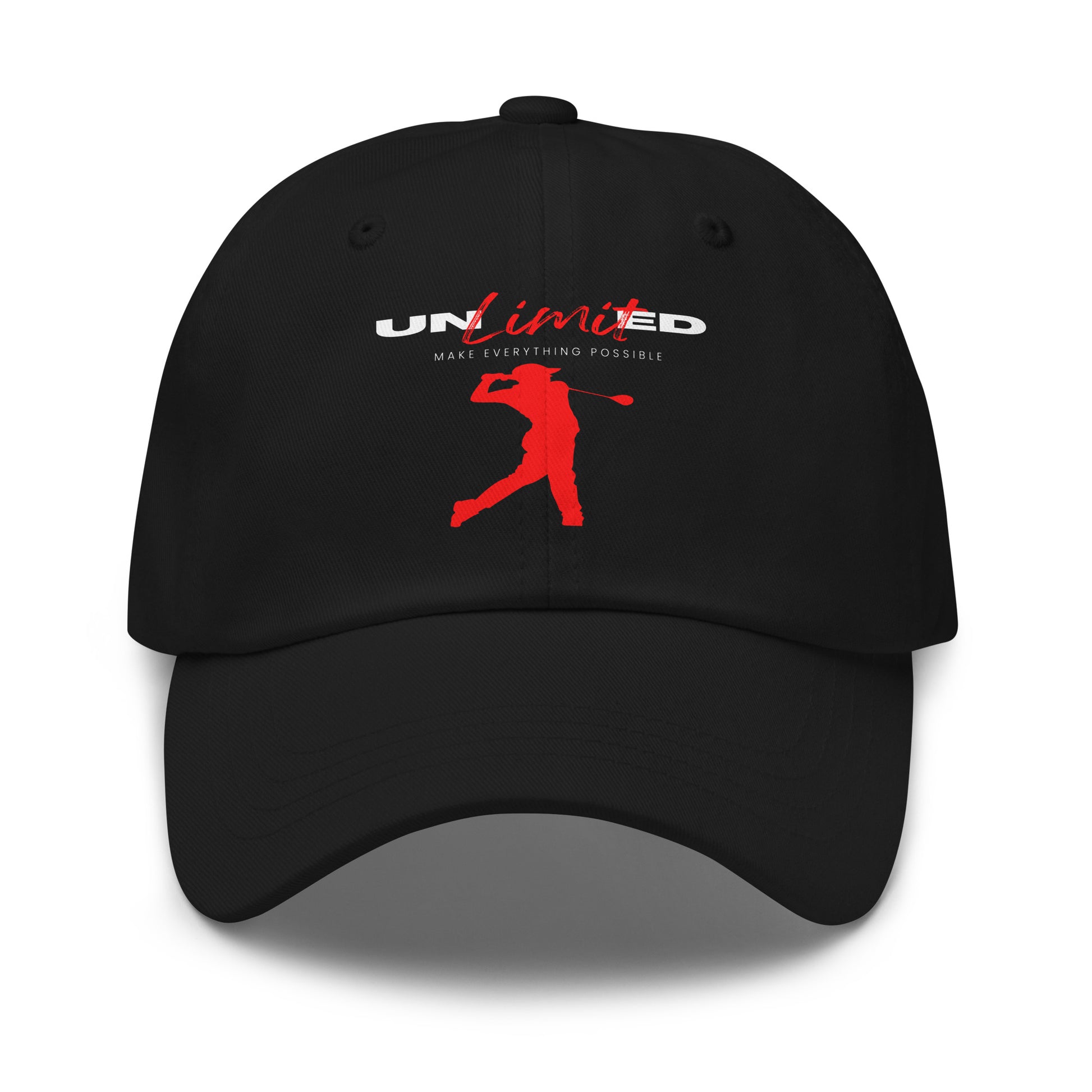 red silhouette golf swing graphic hat for men