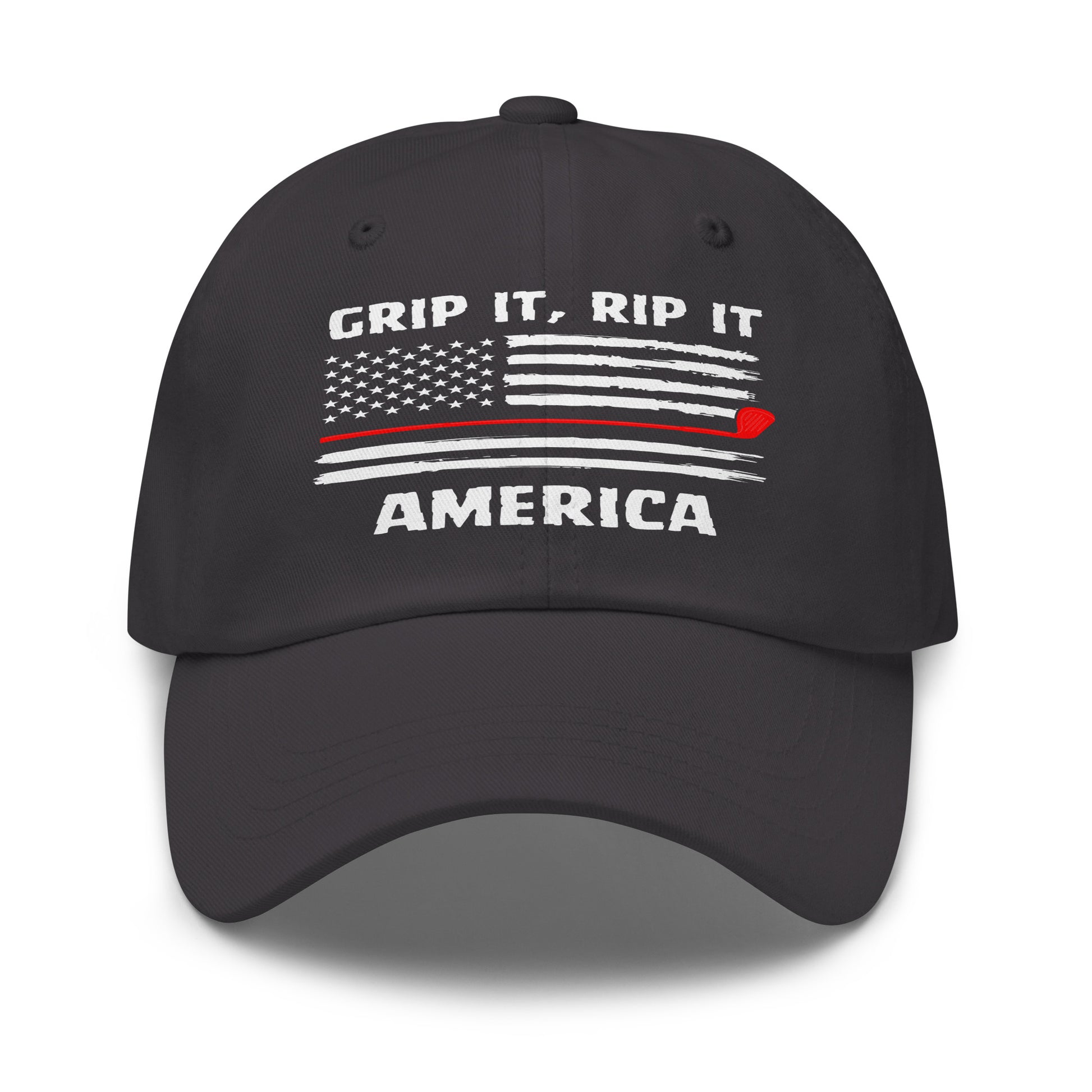 golf gift hat with red driver and american pride