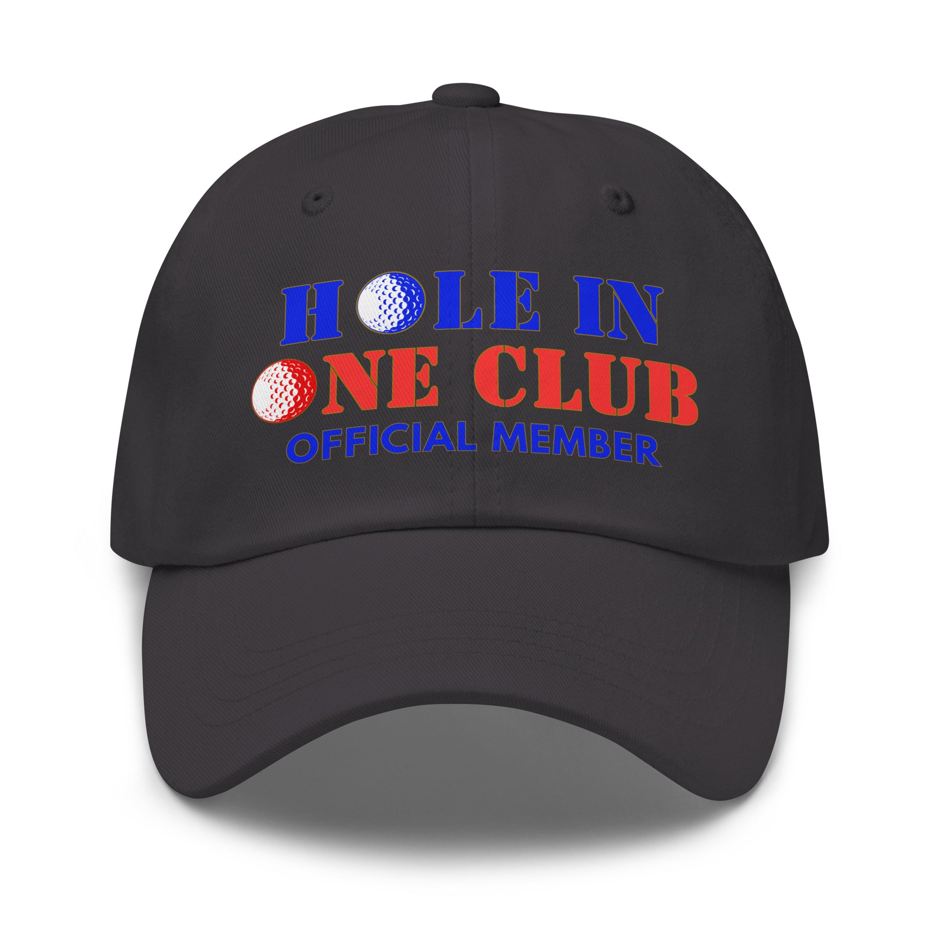golf hat with vibrant patriotic colors and golf ball logo
