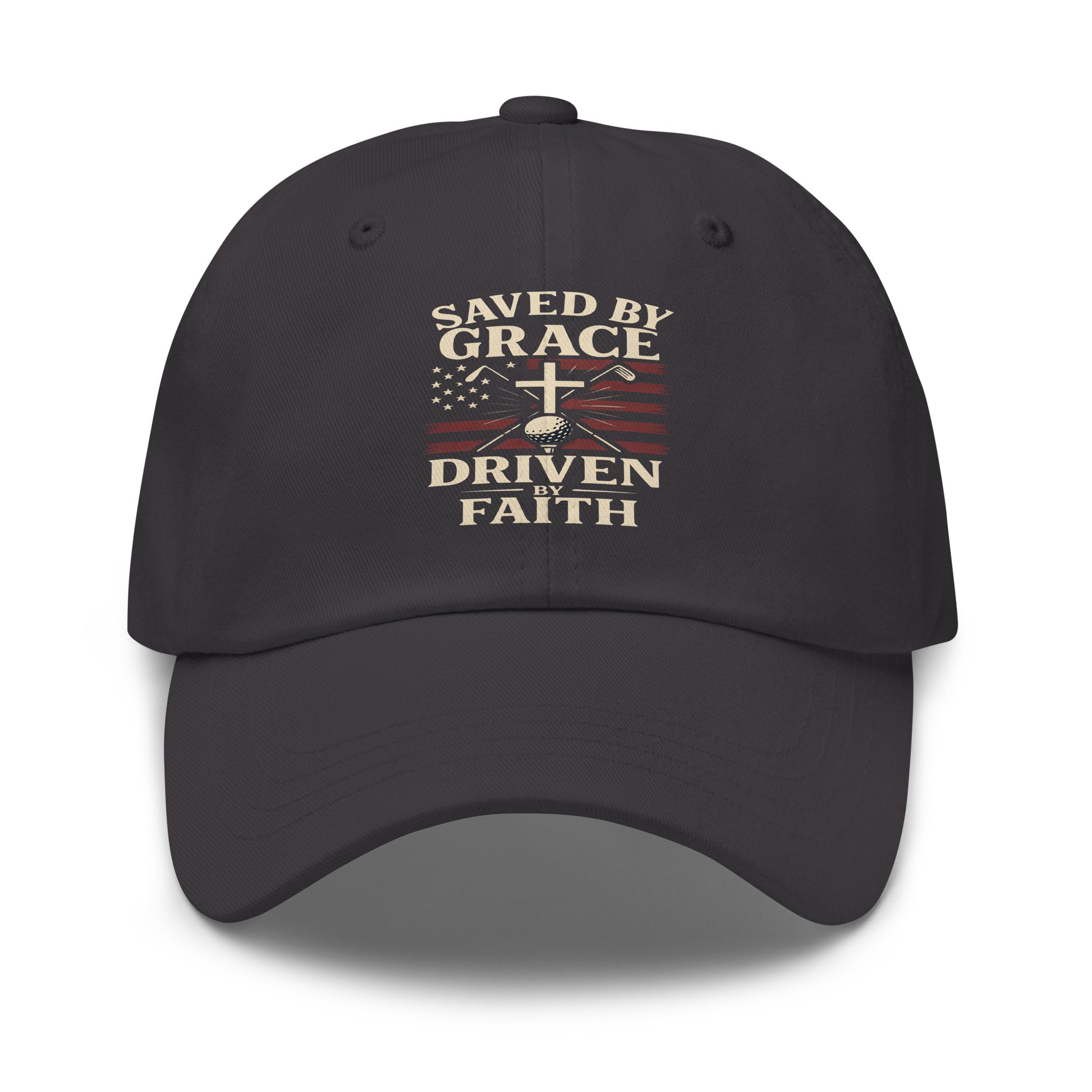 low profile black golf hat with spiritual message