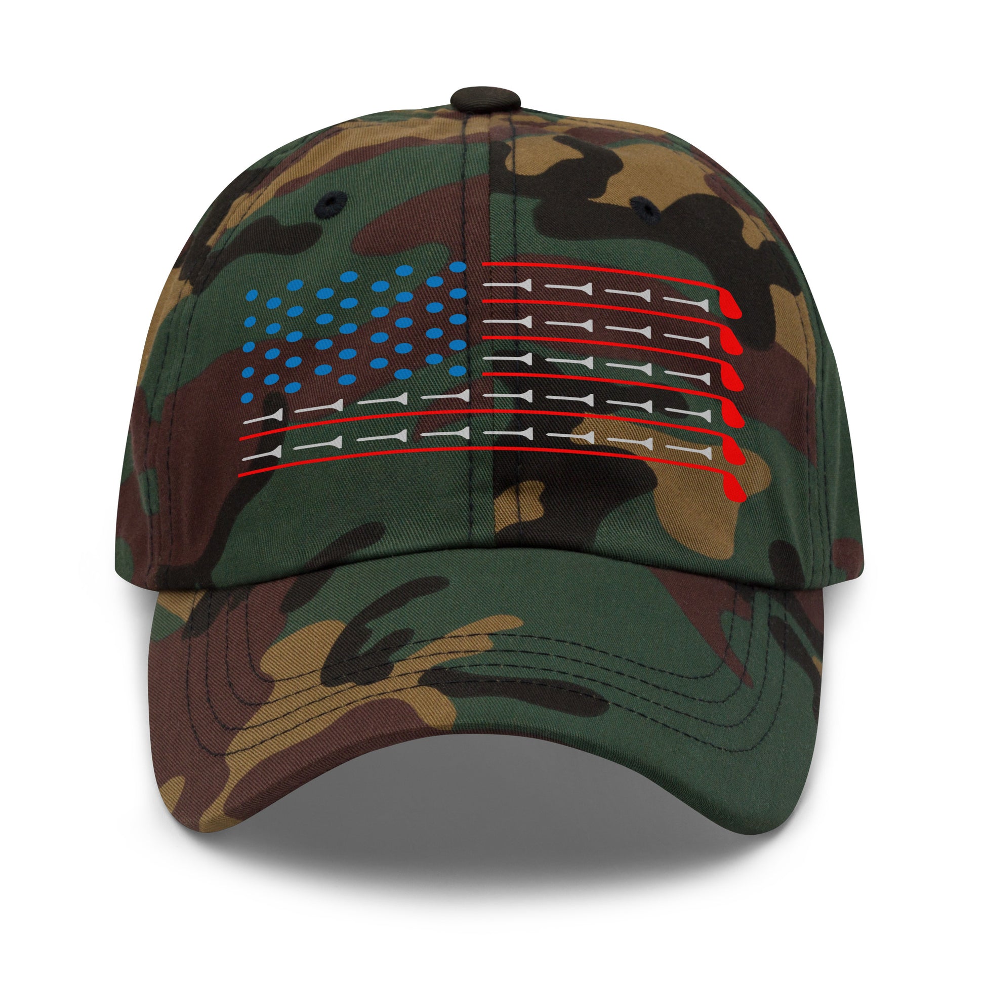 patriotic golf hat in green camo color