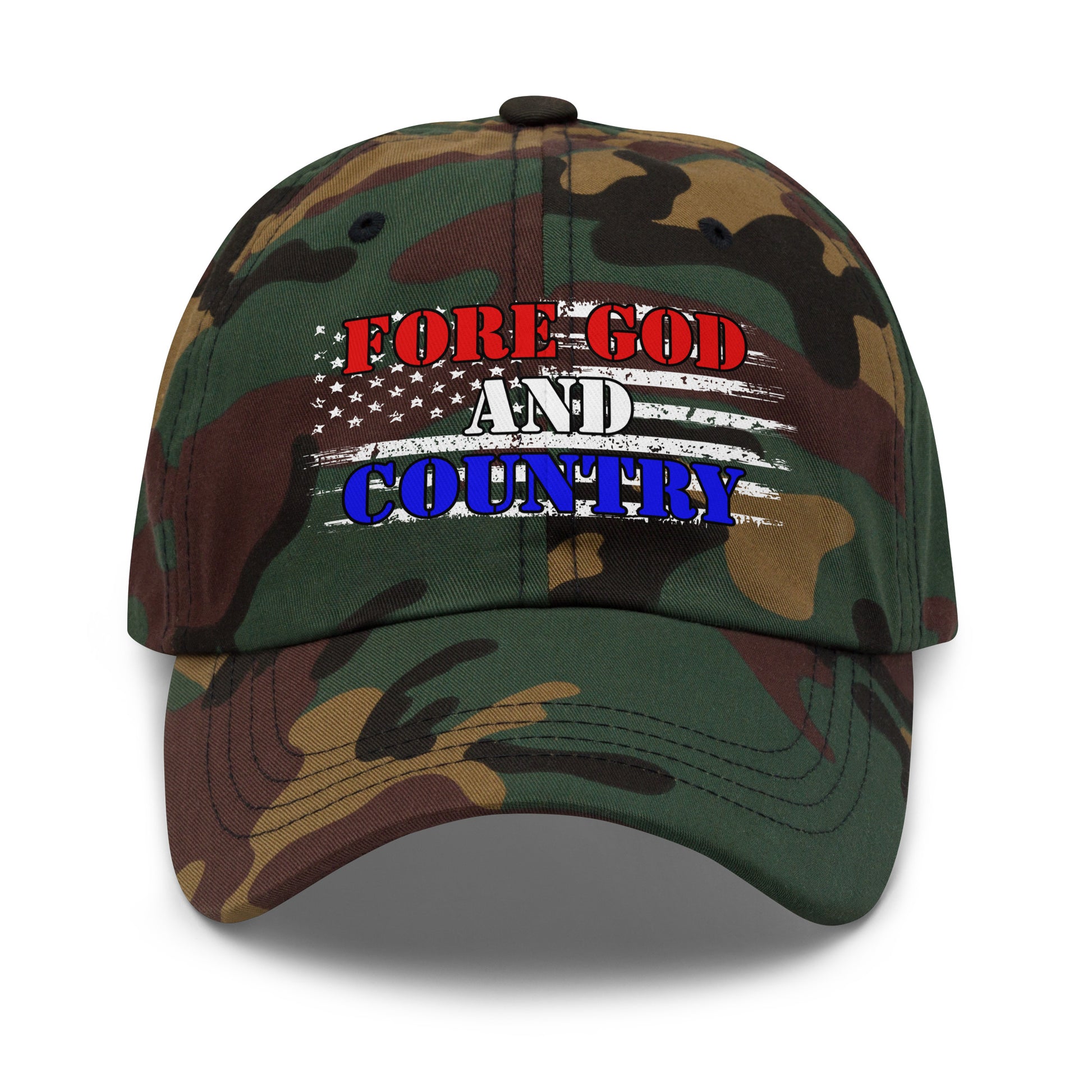 camo green god and country golf hat option