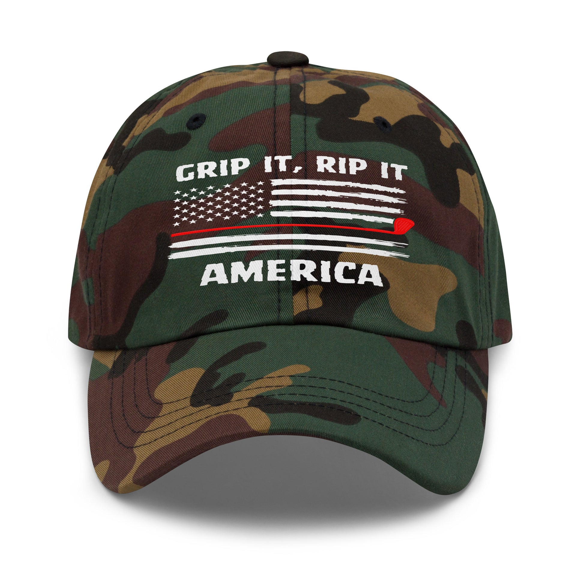 camo green version of grip it rip it america golf hat