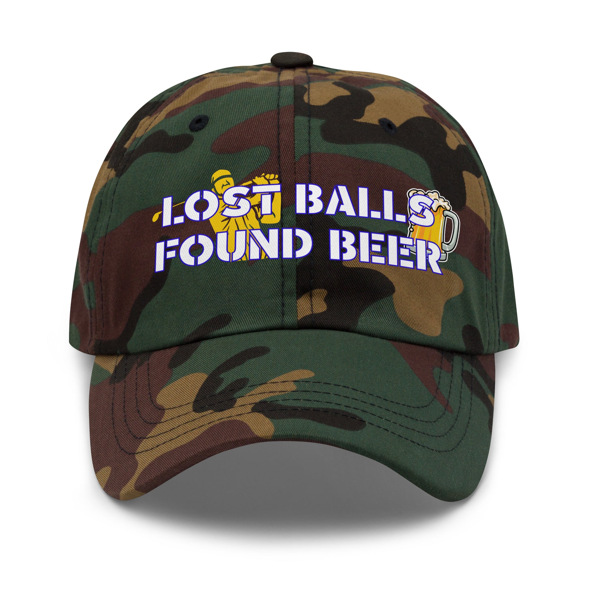 camo green version of beer-themed golf hat available
