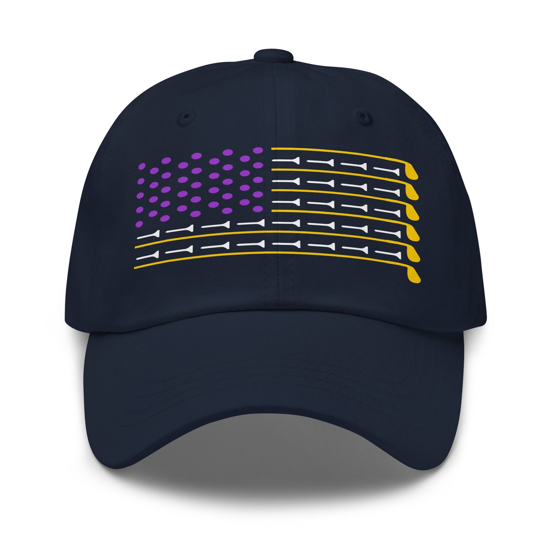 low profile printed golf hat with flag design
