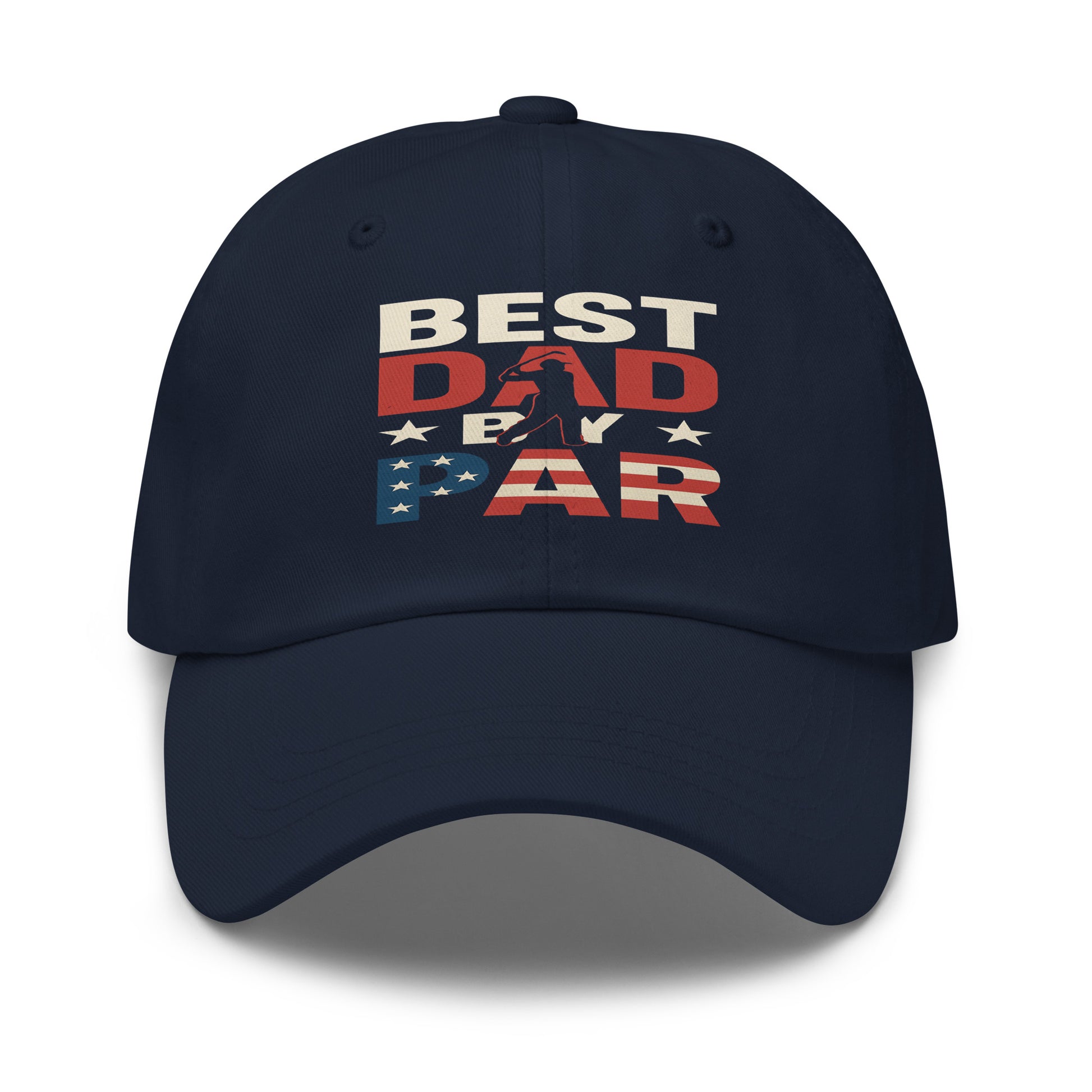 best dad by par golf hat with stars and stripes text