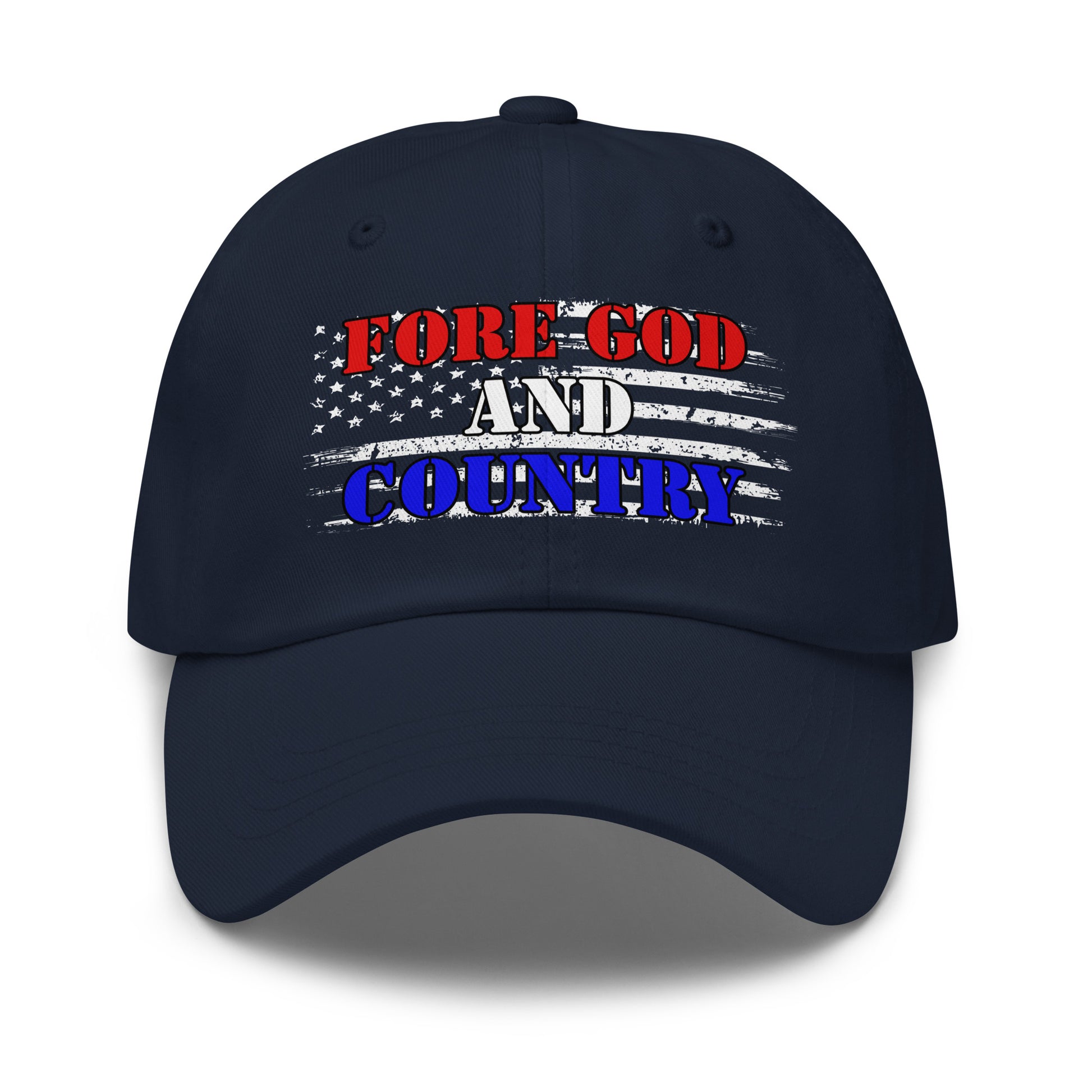 golf hat with distressed red white blue print