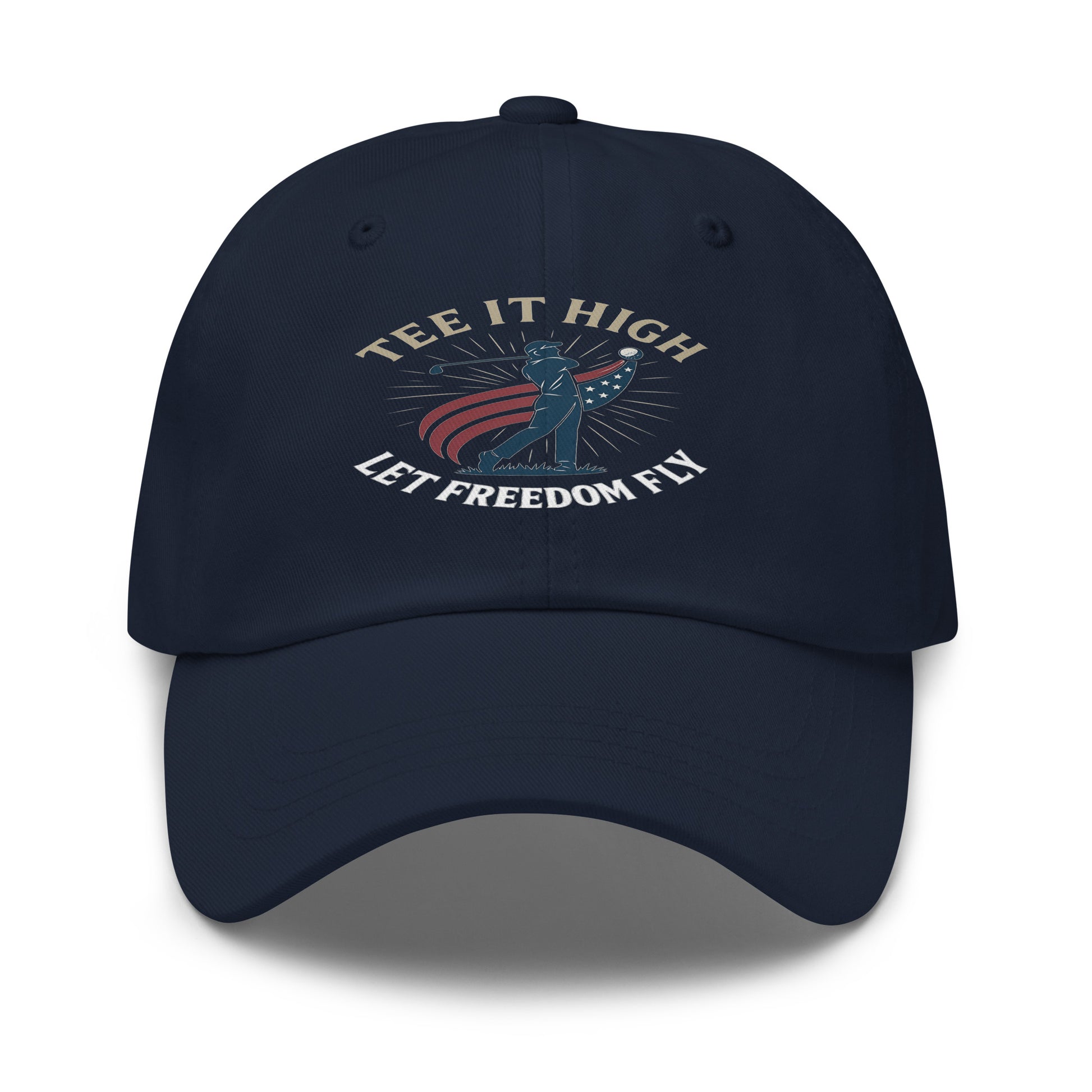 golf cap for men with red white and blue statue graphic
