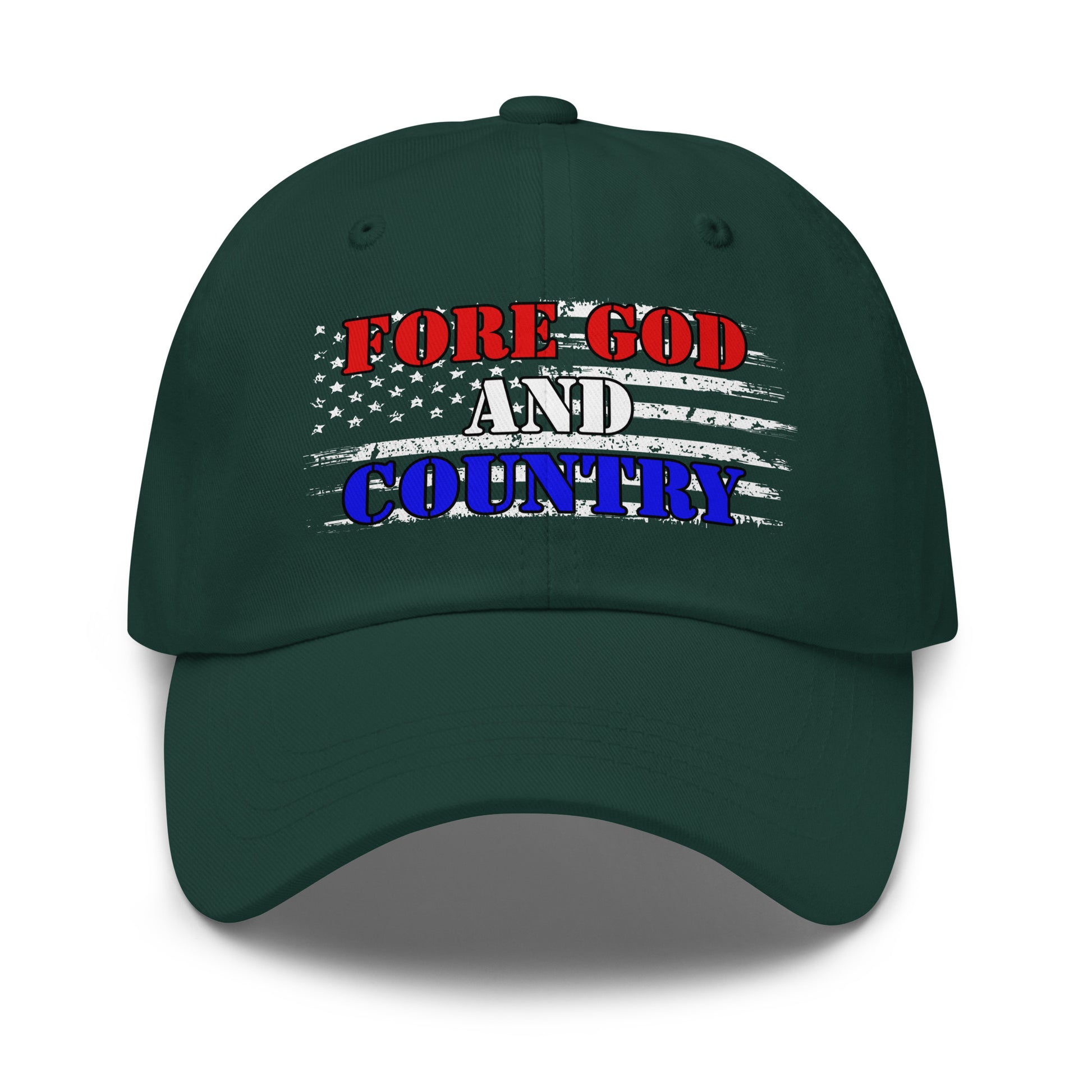 patriotic golf cap featuring god and country