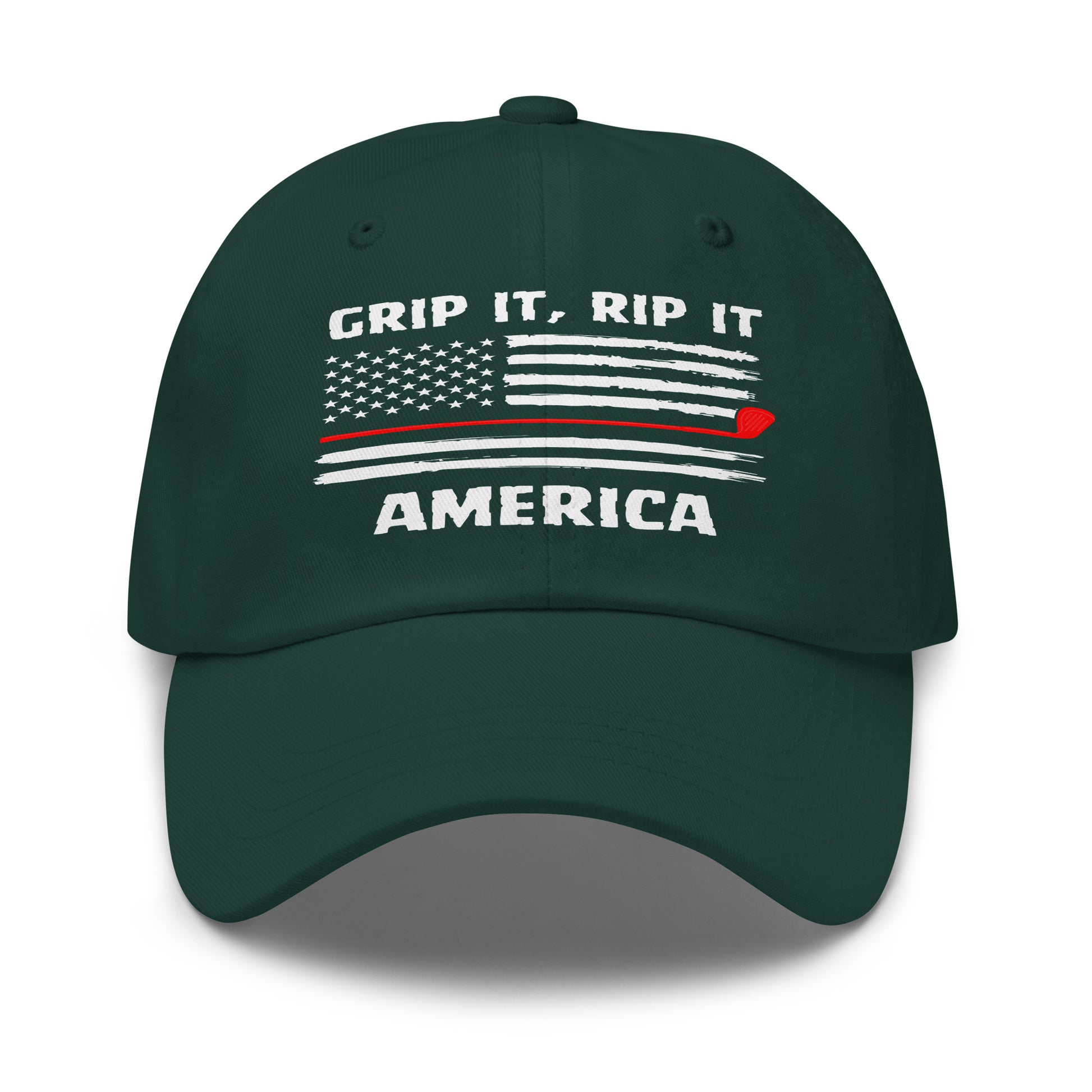 six panel golf cap with printed patriotic design