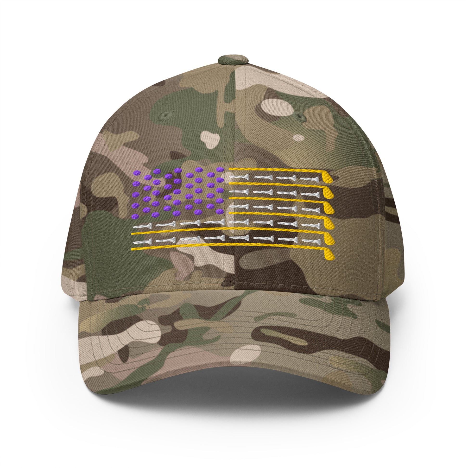 unique golf hat camo pattern with bold flag design