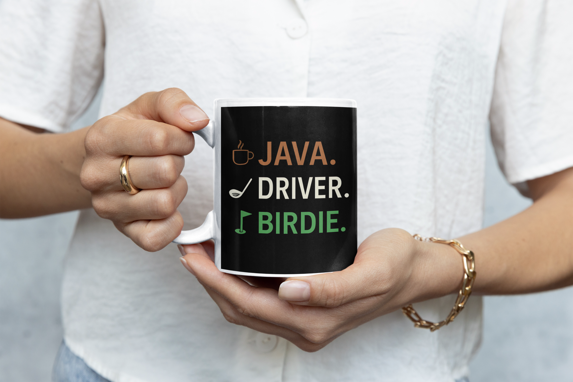 Golf-themed novelty mug for early risers and weekend players