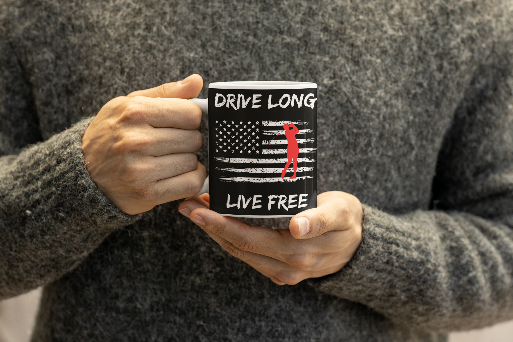 bold graphic mug for golfers who love America