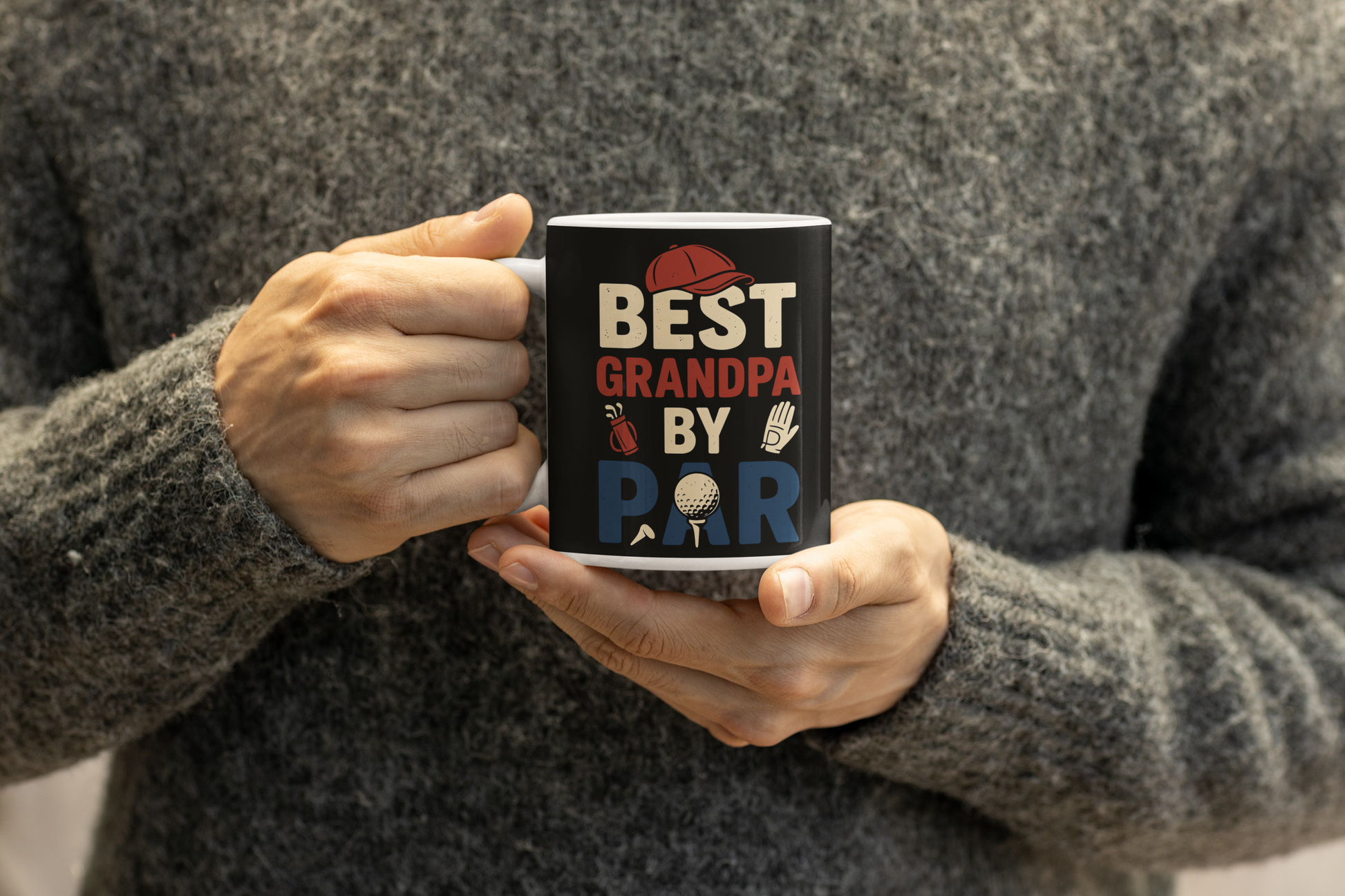 Patriotic color coffee mug design for golfing grandpa