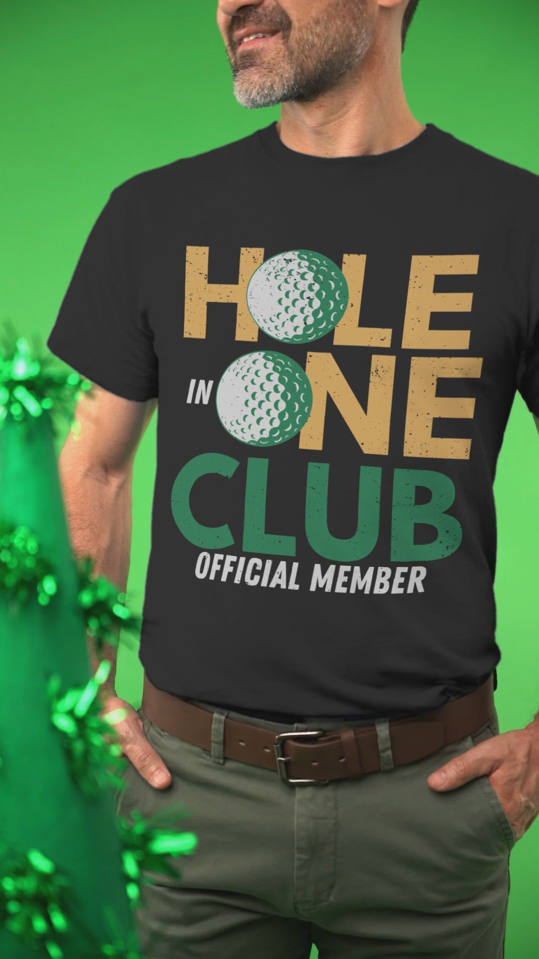 Novelty shirt with golf ball lettering