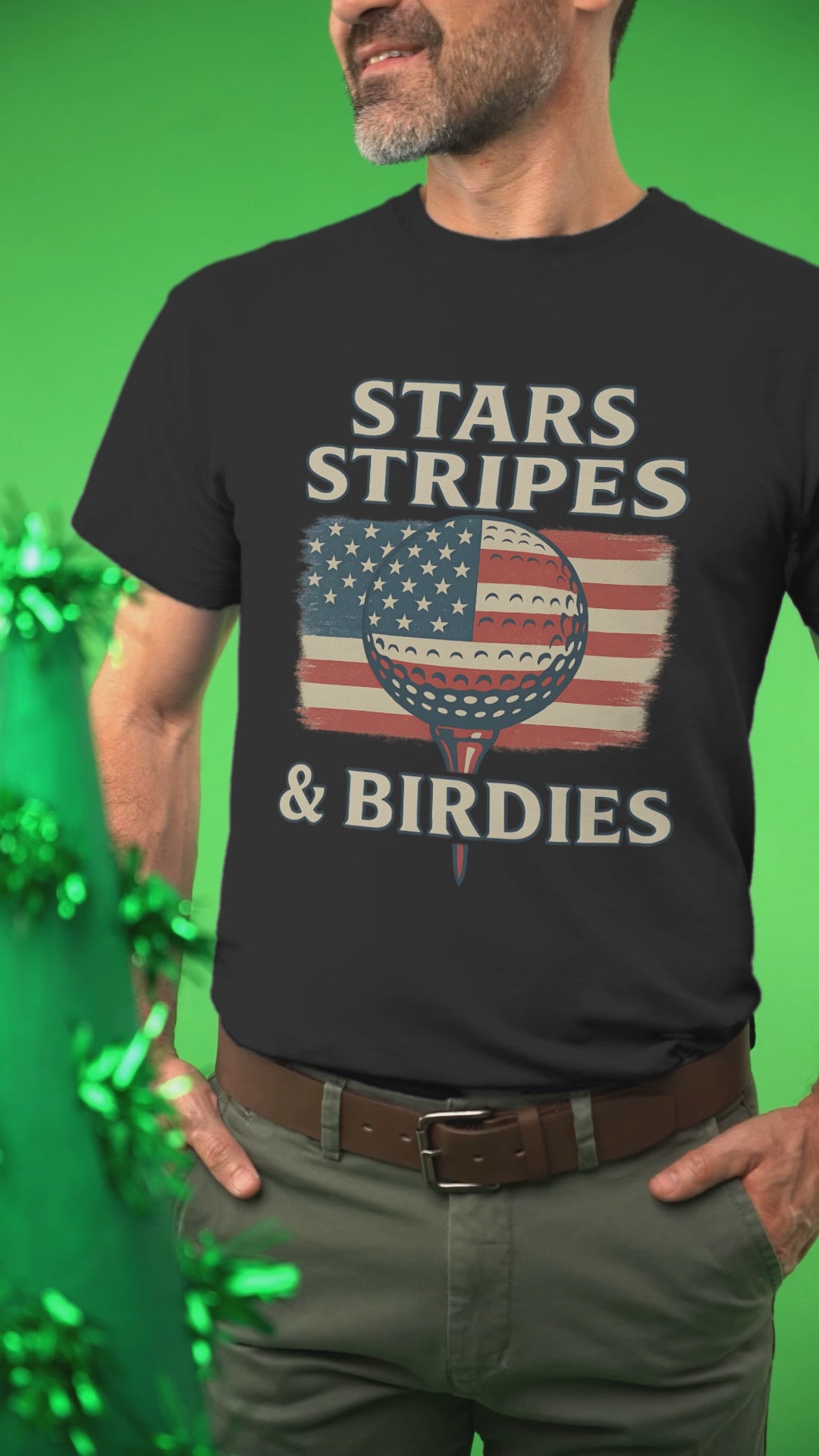graphic tee featuring stars stripes and bold lettering