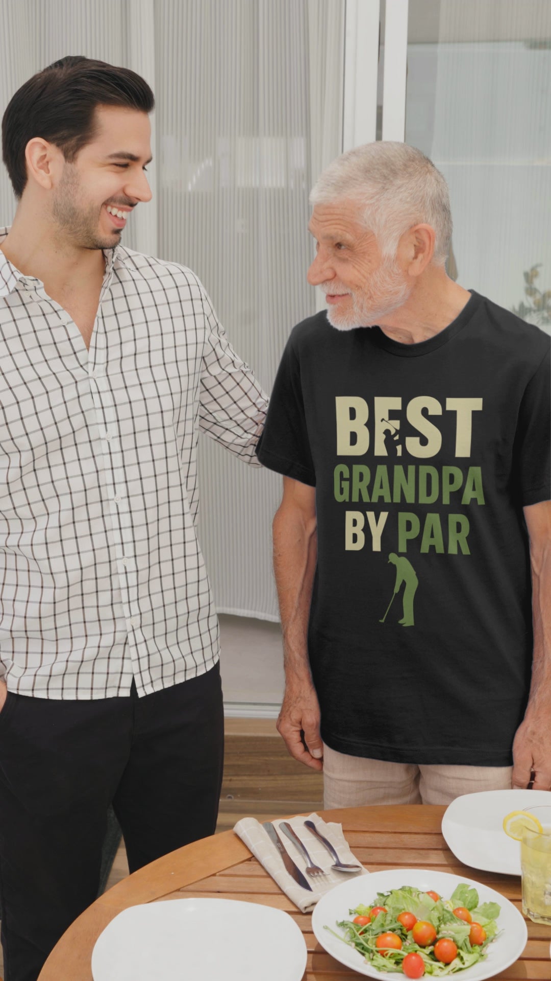 Stylish tee with older golfer silhouettes