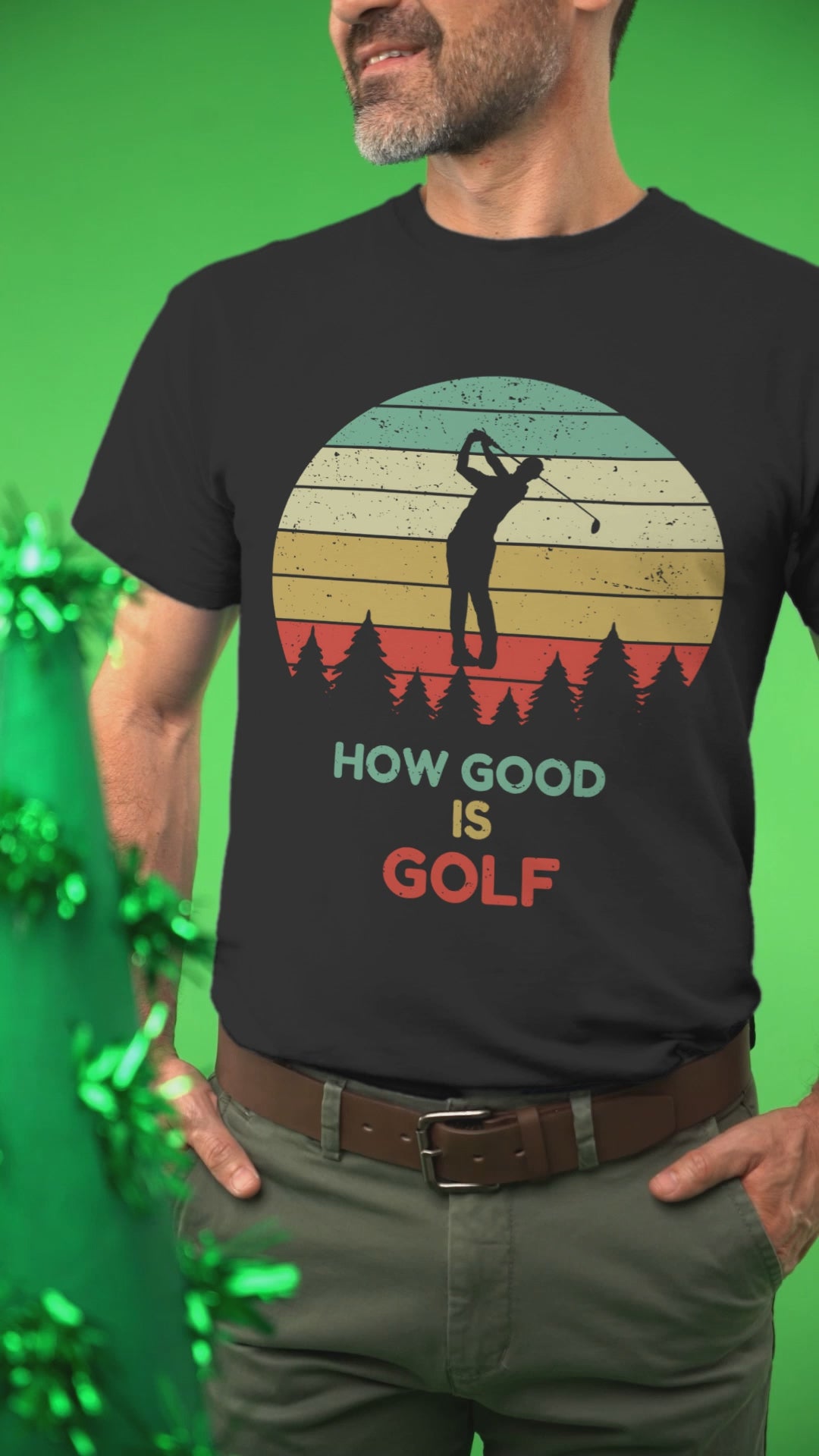 Sunset stripes with pine tree horizon