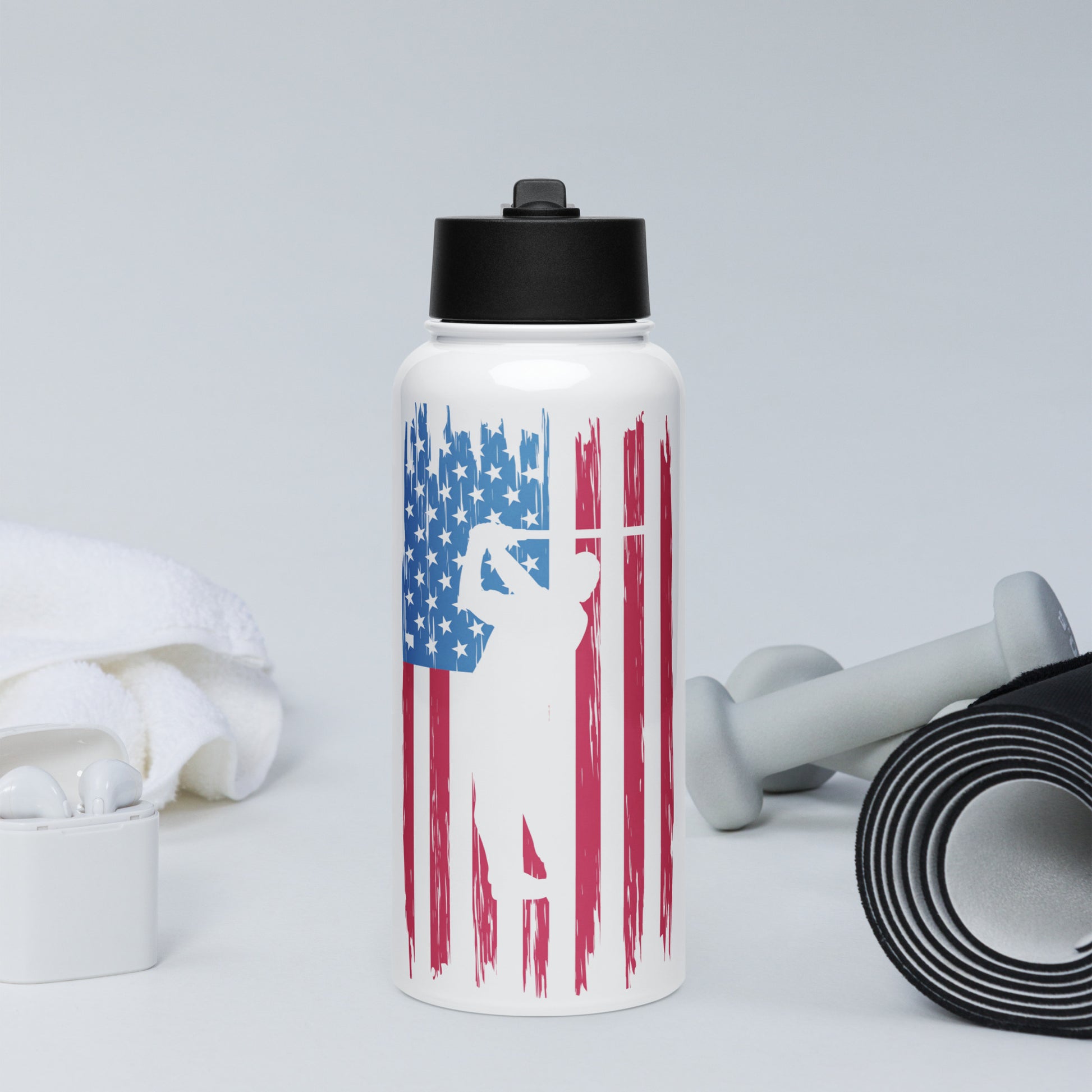 usa flag themed stainless steel bottle