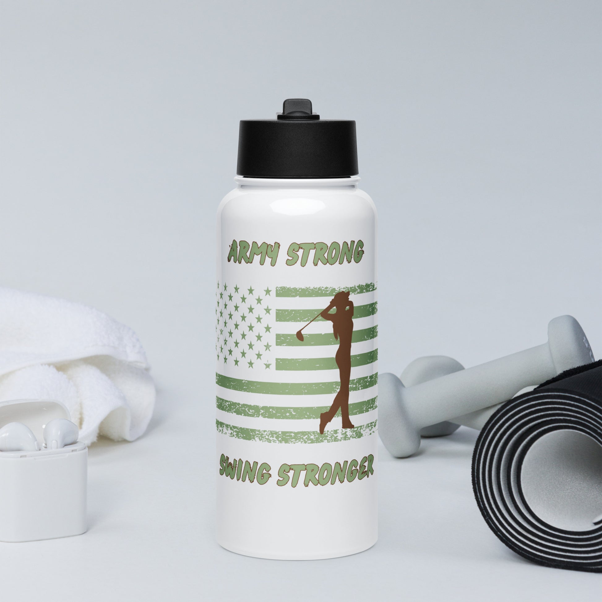 Patriotic lady golf swing bottle