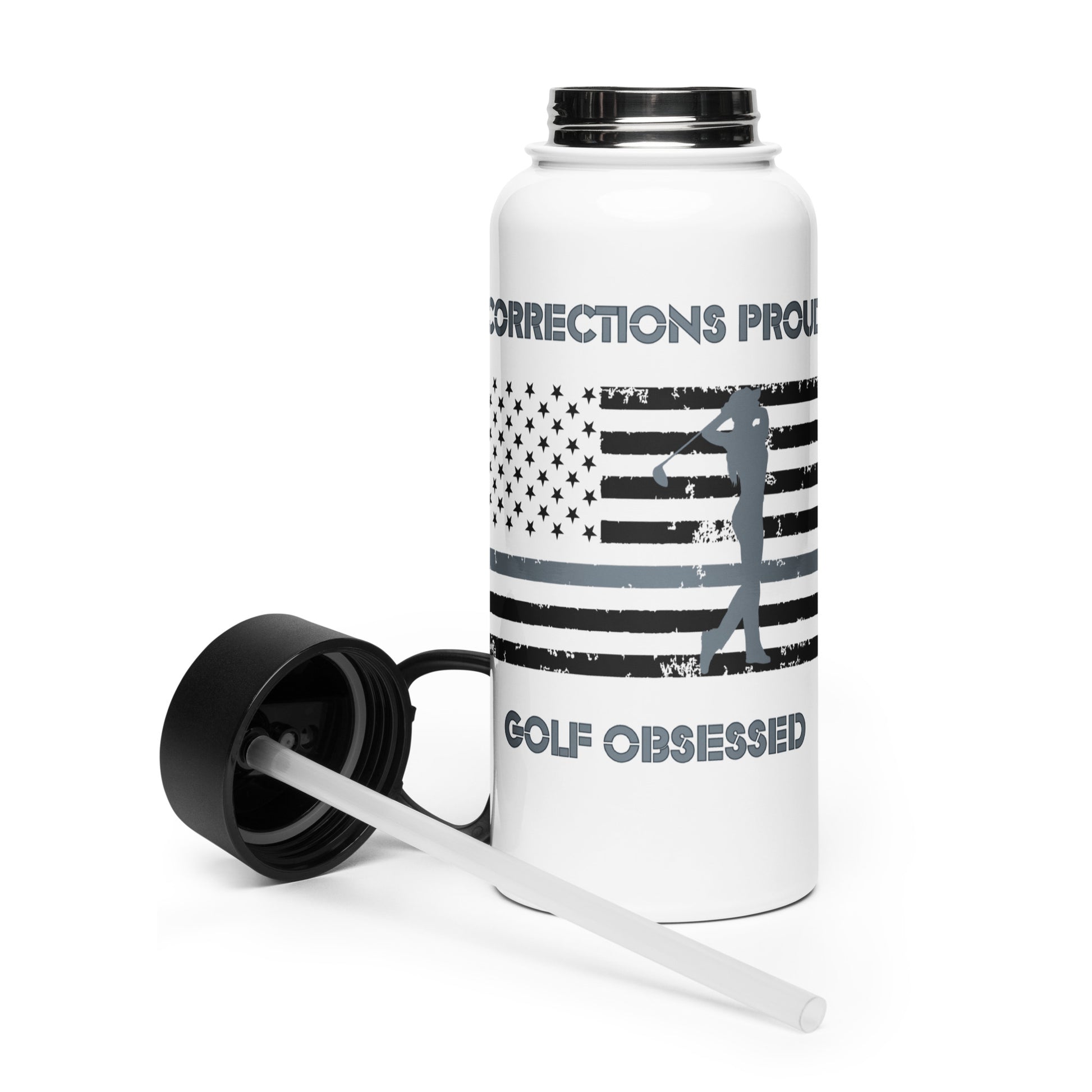 corrections officer themed water bottle