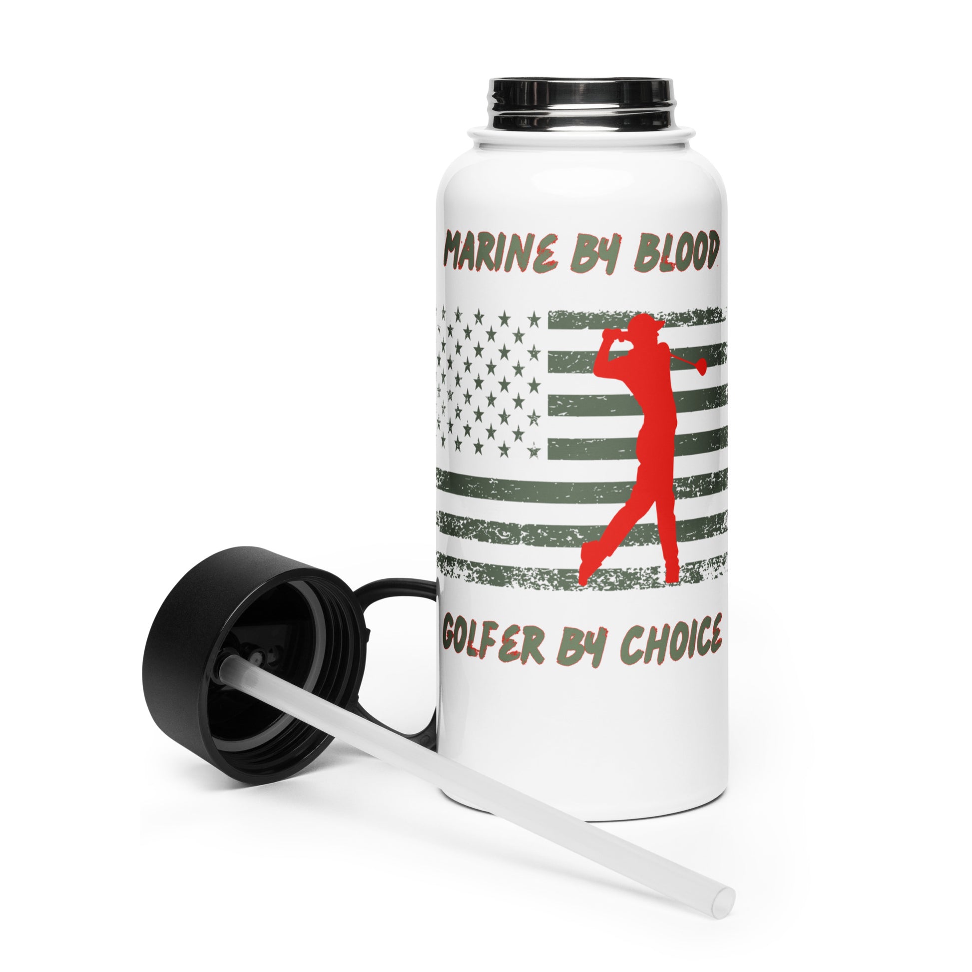 marine men’s water bottle patriotic golf design