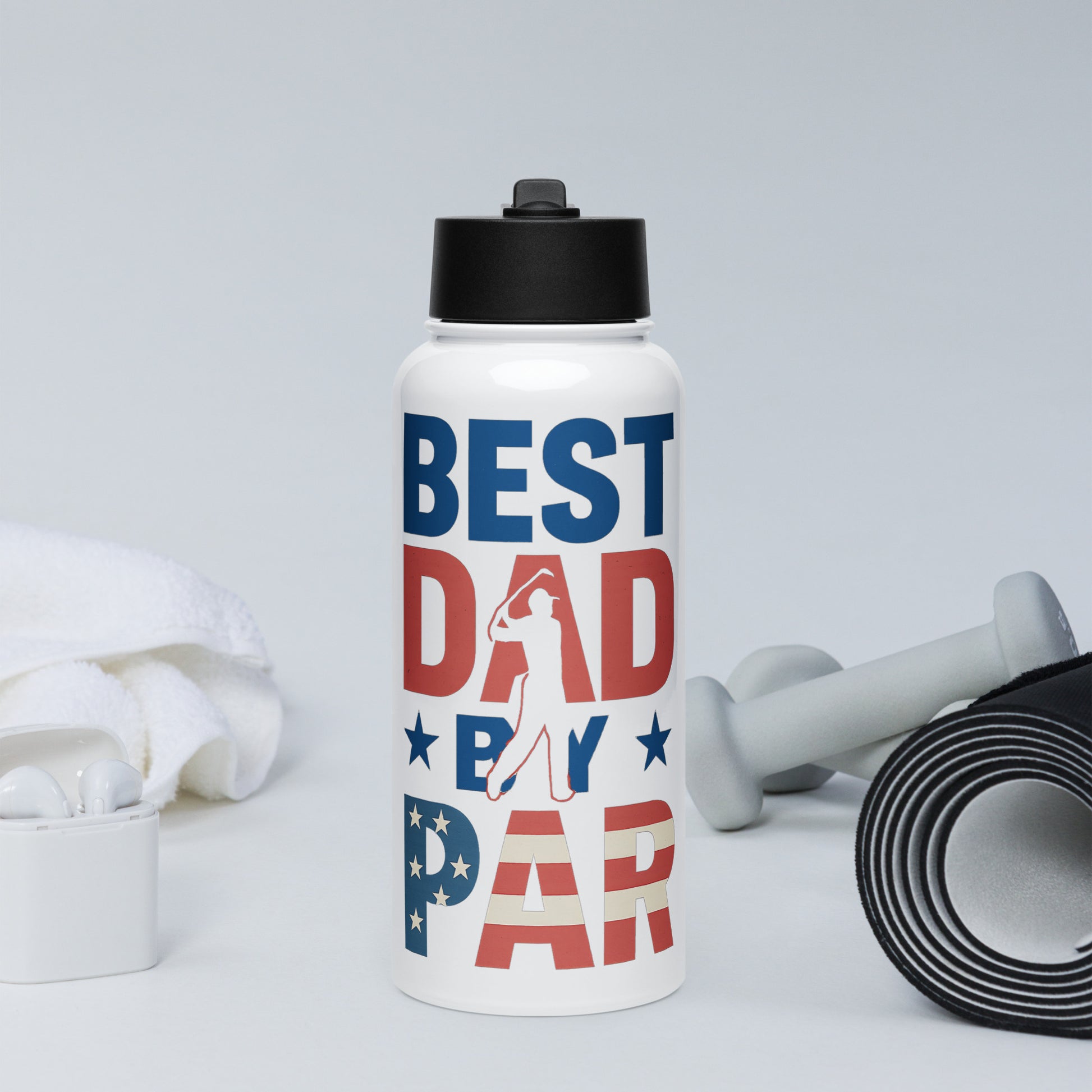 golf gift bottle for dad with red white and blue