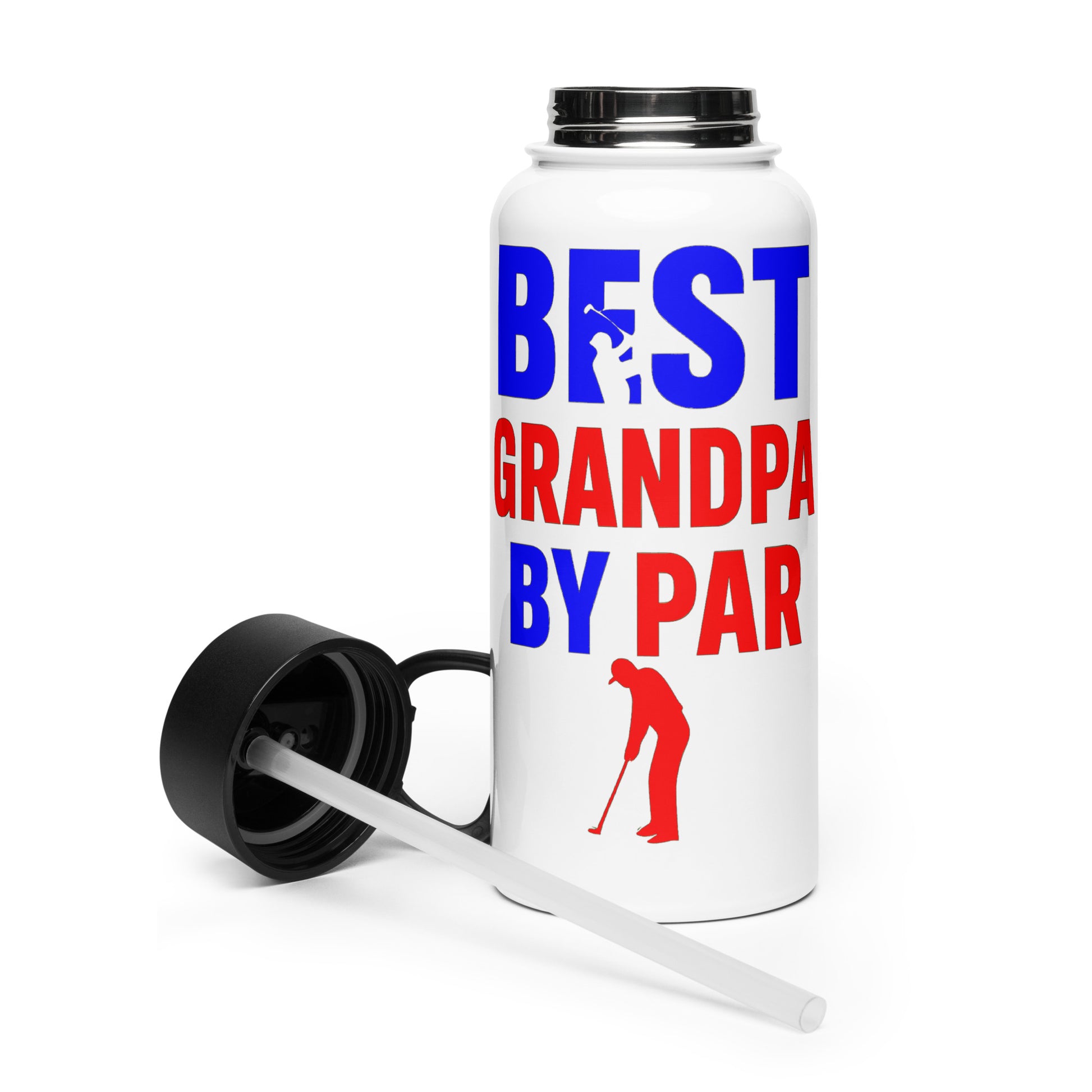 best grandpa by par water bottle with straw