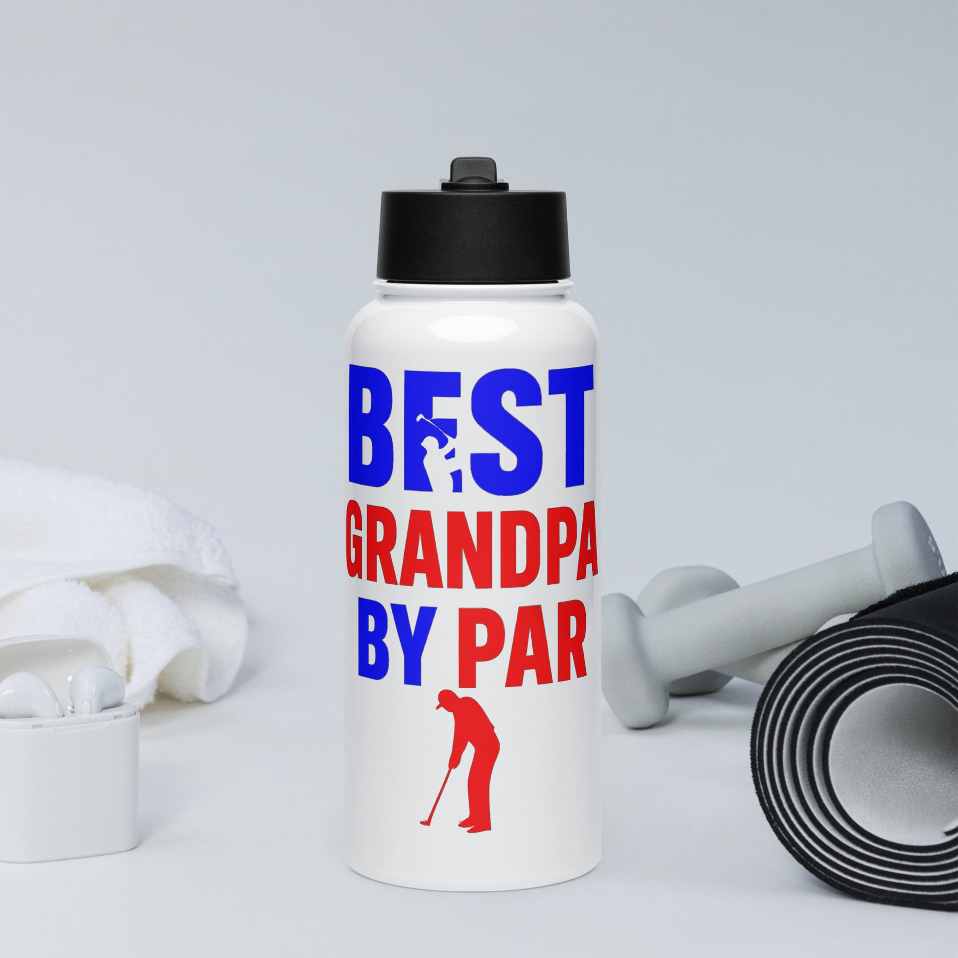 patriotic grandpa golf water bottle