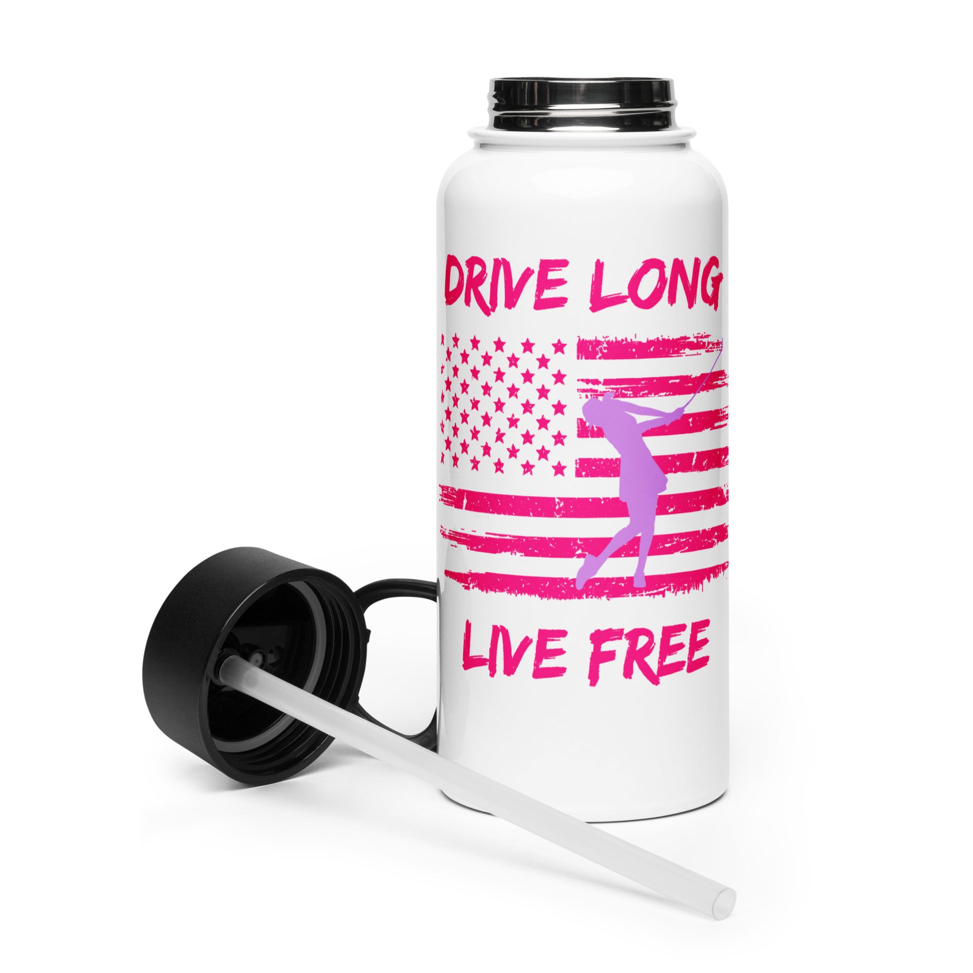 pink golf silhouette water bottle
