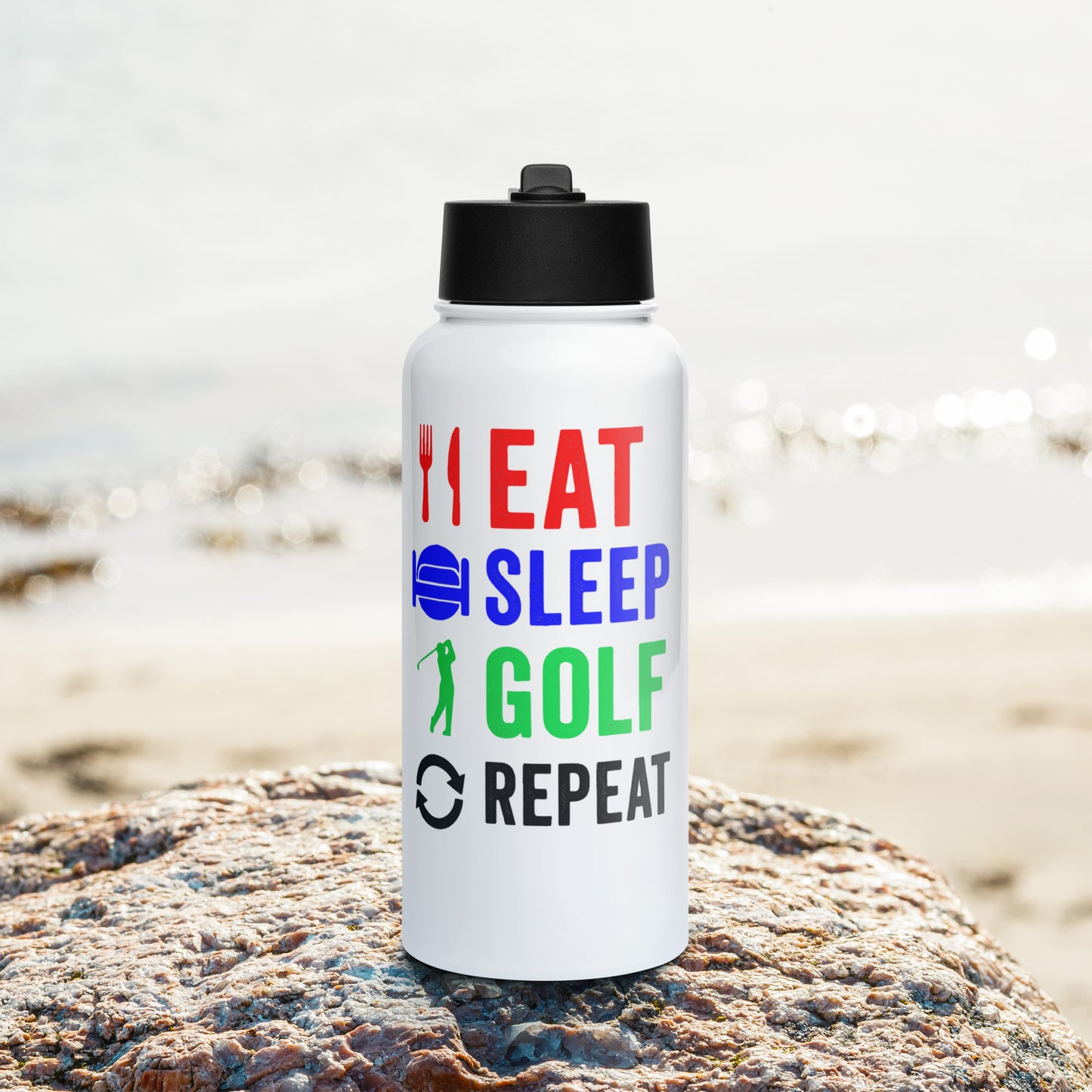 gym and golf themed water bottle
