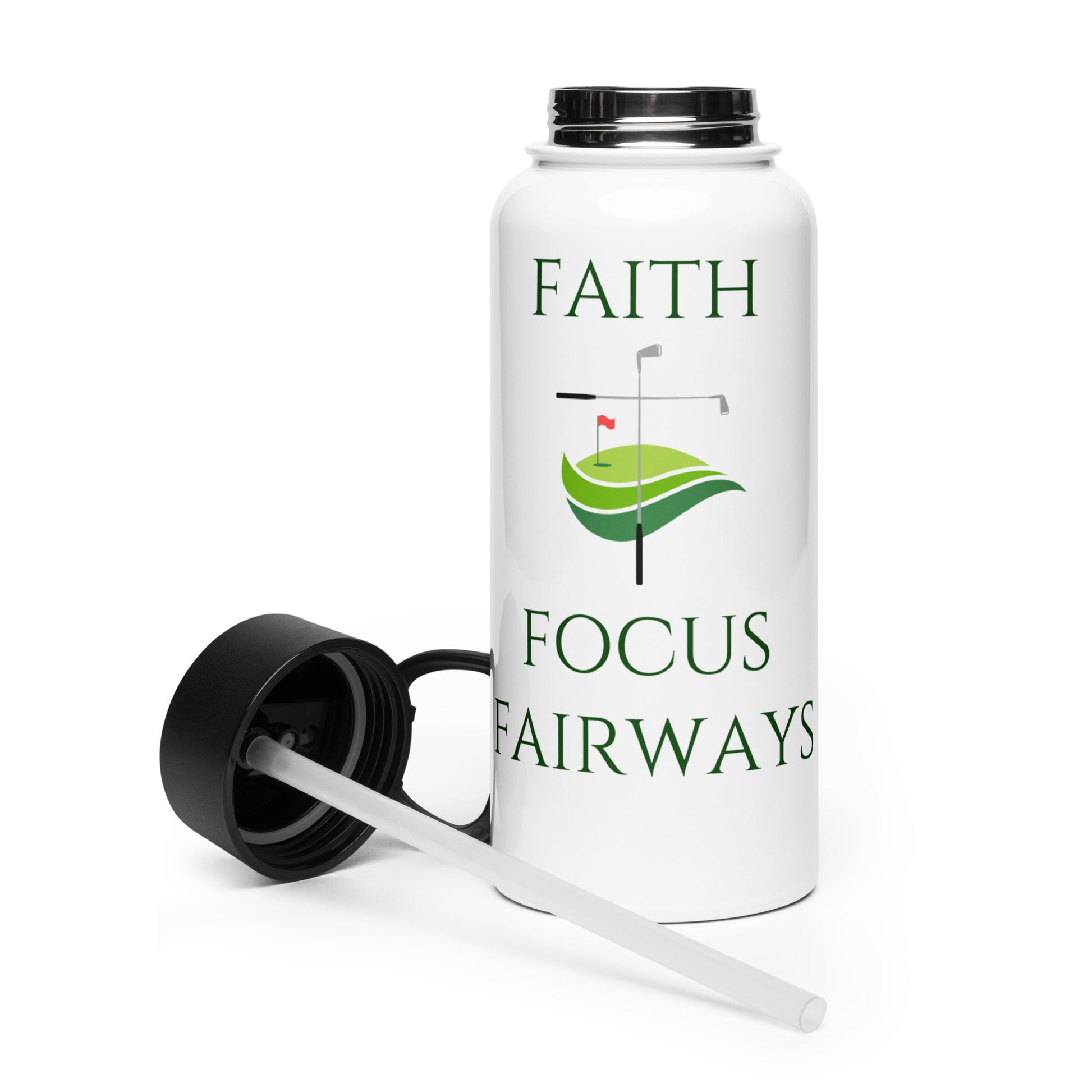 faith focus fairways golf water bottle