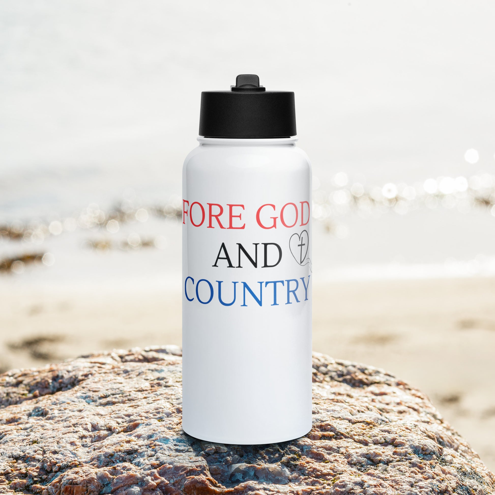 christian cross golf themed water bottle