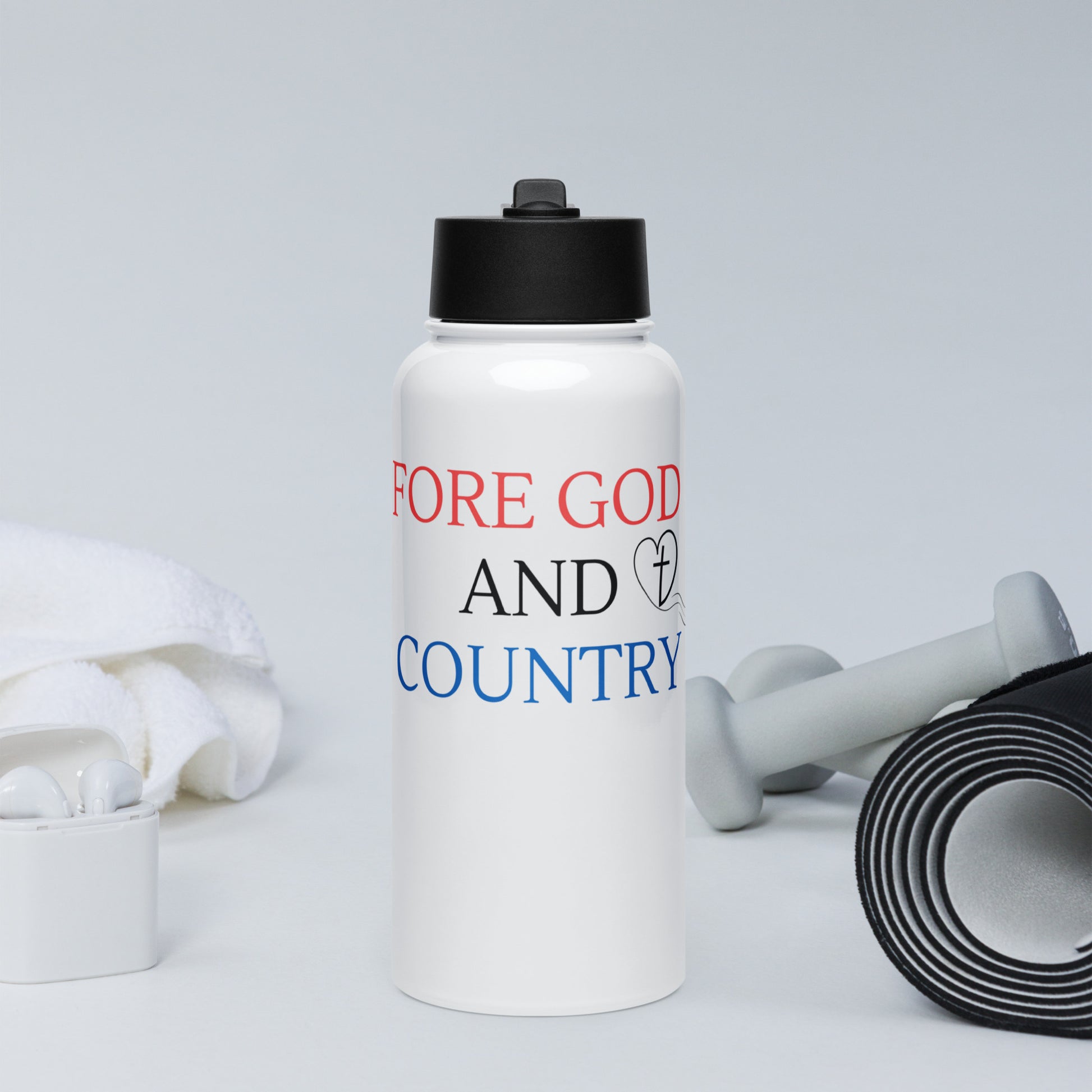 fore god and country drink bottle design