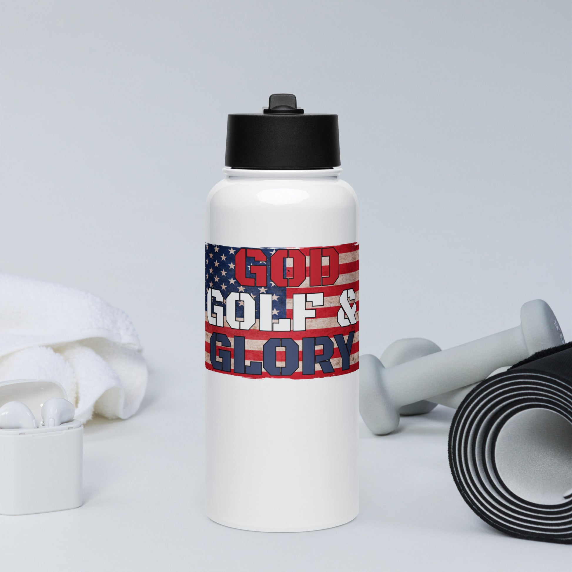 god golf and glory patriotic bottle design