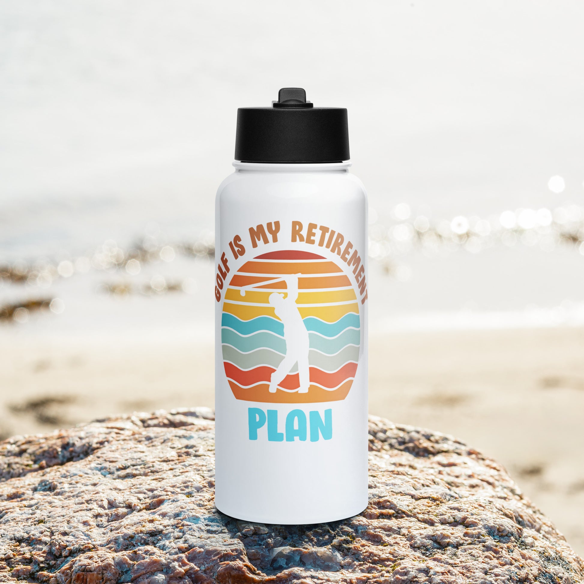 retired golfer stainless steel water bottle